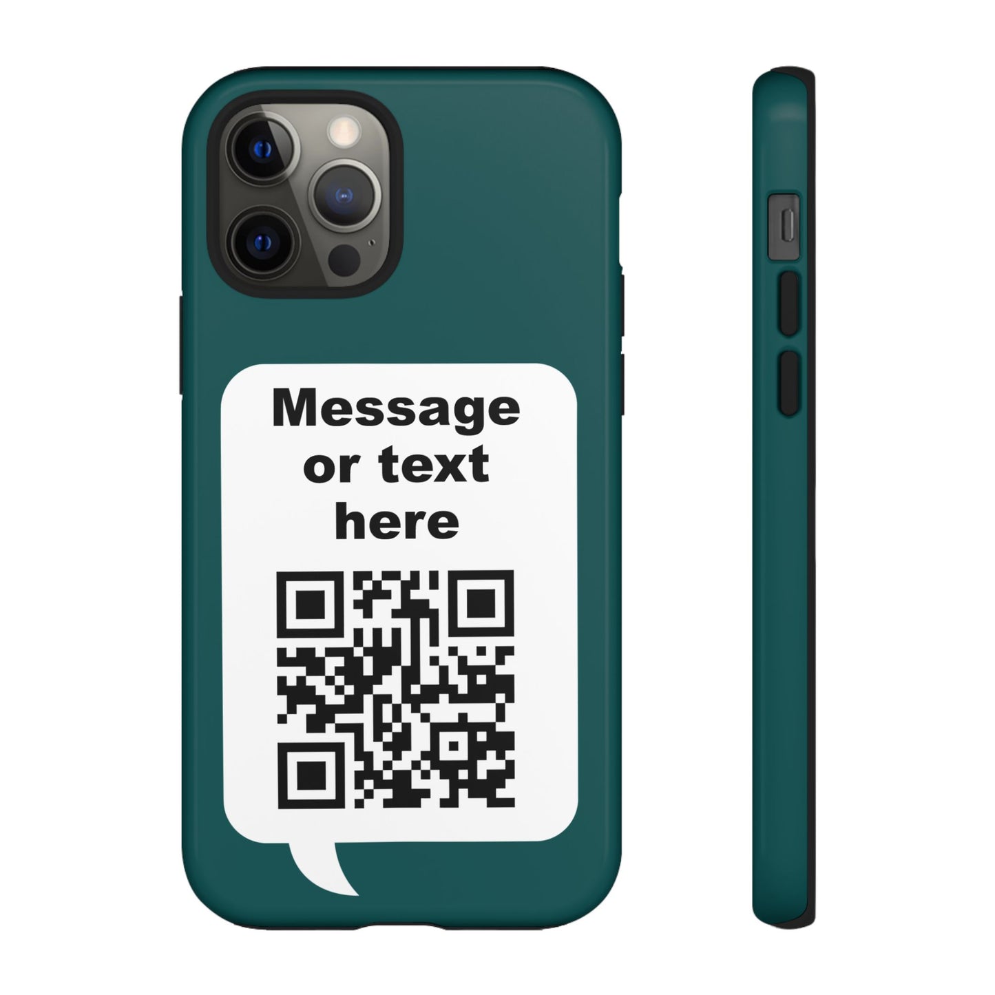 Custom QR Code Tough Phone Case — "Custom text" Contact Case