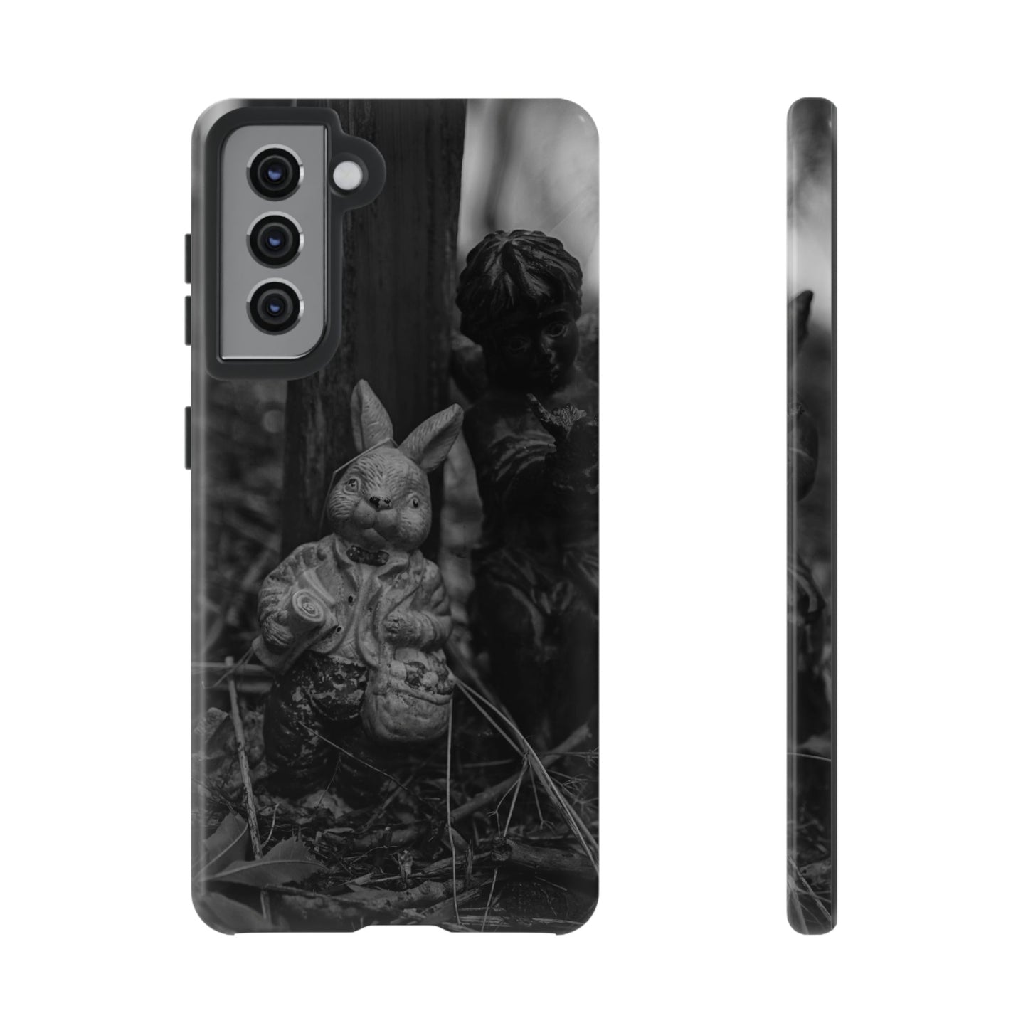 Vintage Gothic Bunny Tough Phone Case — Dark Garden Statue Protective Cover