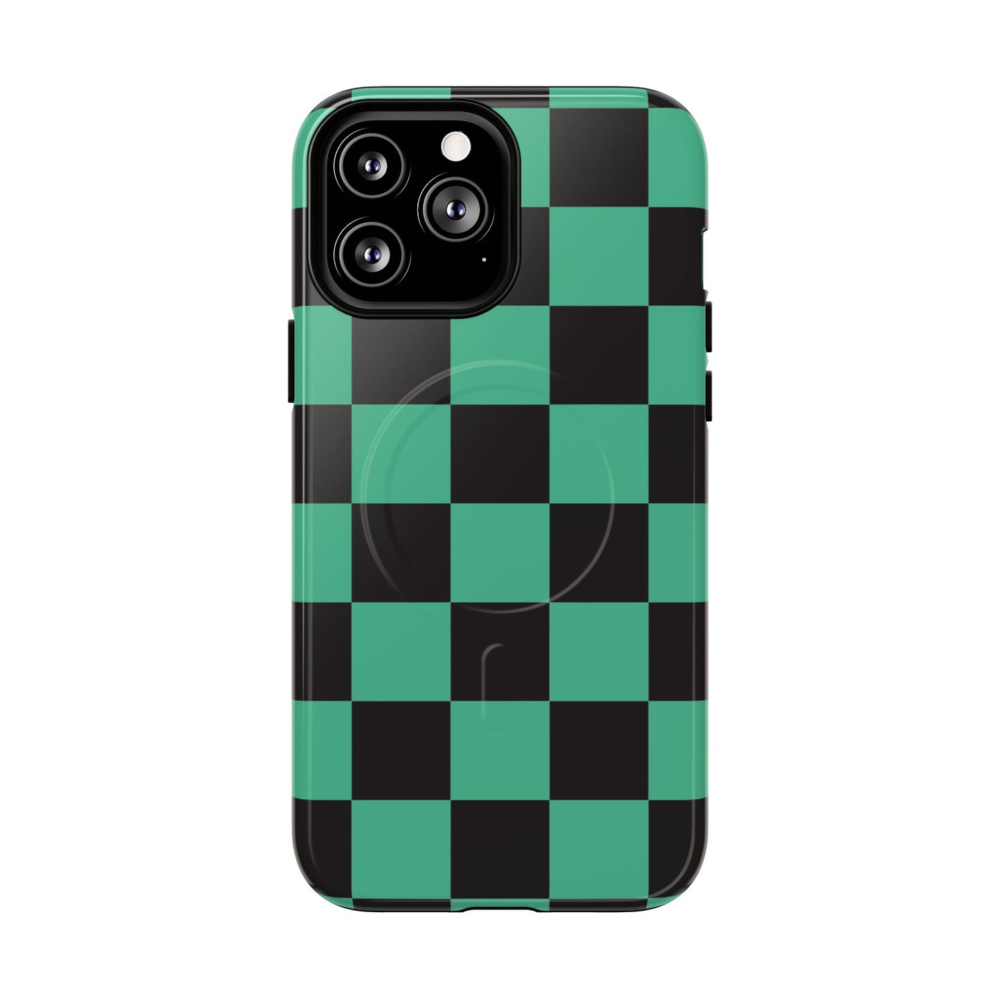 Tanjiro Magnetic Phone Case — Green and Black Chequered Tough Protective MagSafe Case