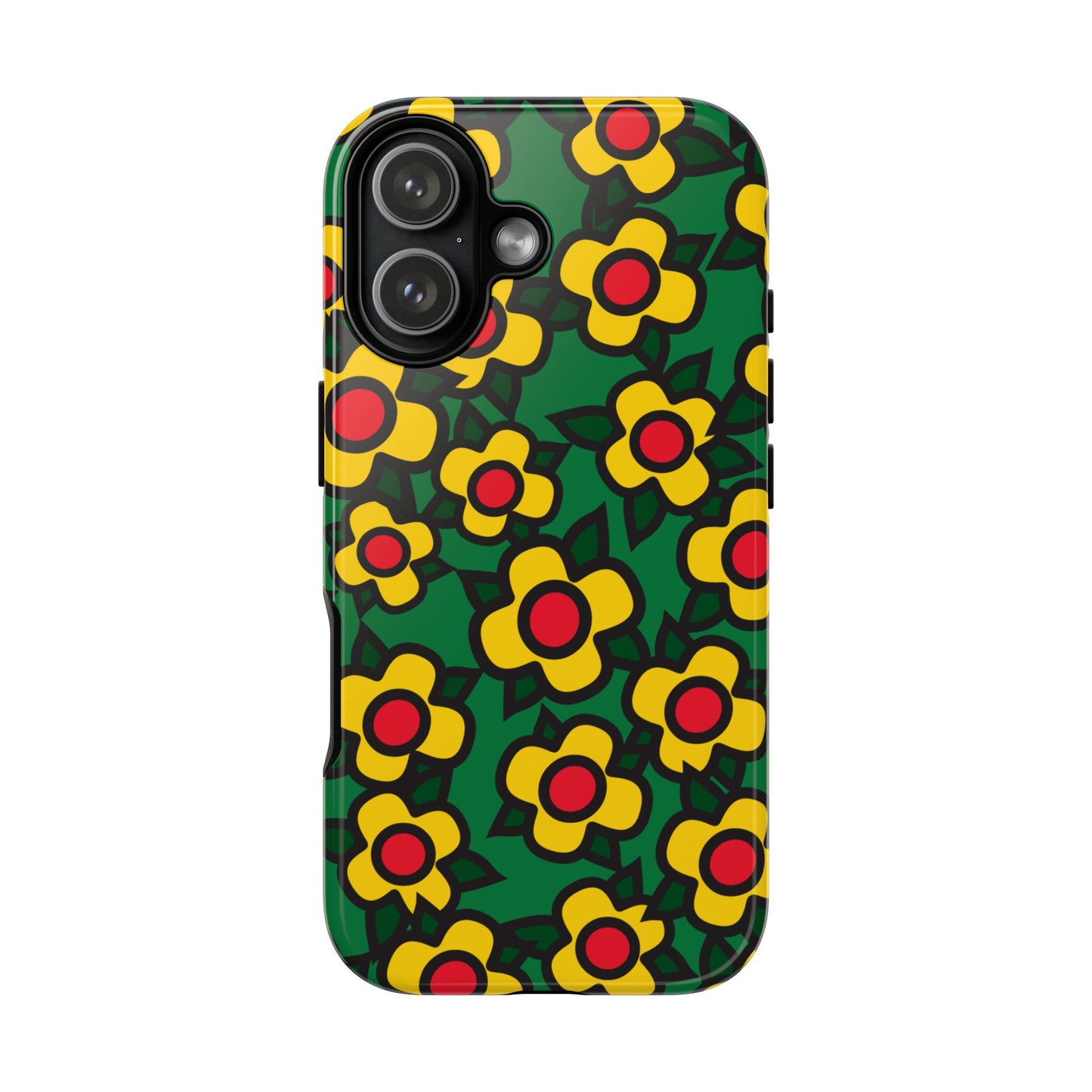 Floral Pop Tough Phone Case — Retro Yellow Red Flower Pattern