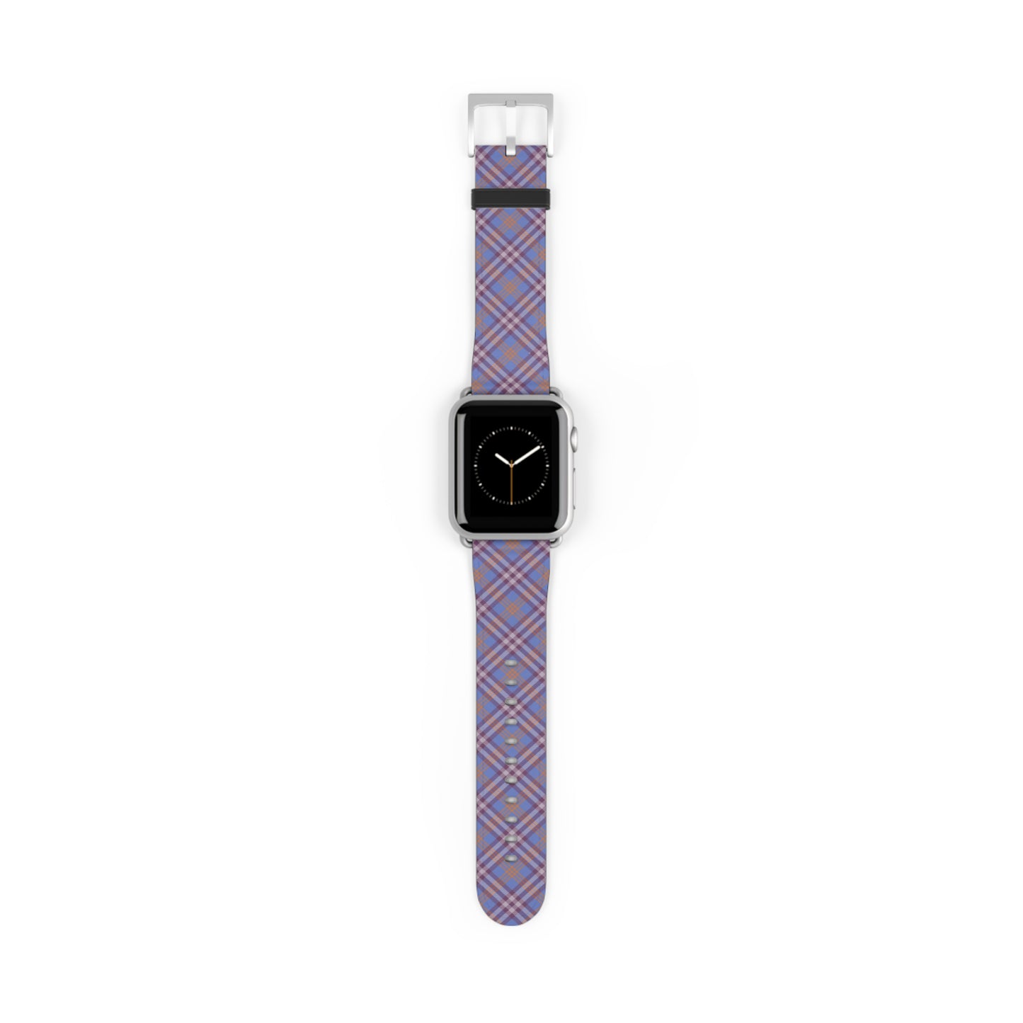 Plaid purple Apple Watch band with retro tartan pattern, stylish gift for her, faux leather strap, stainless steel buckle