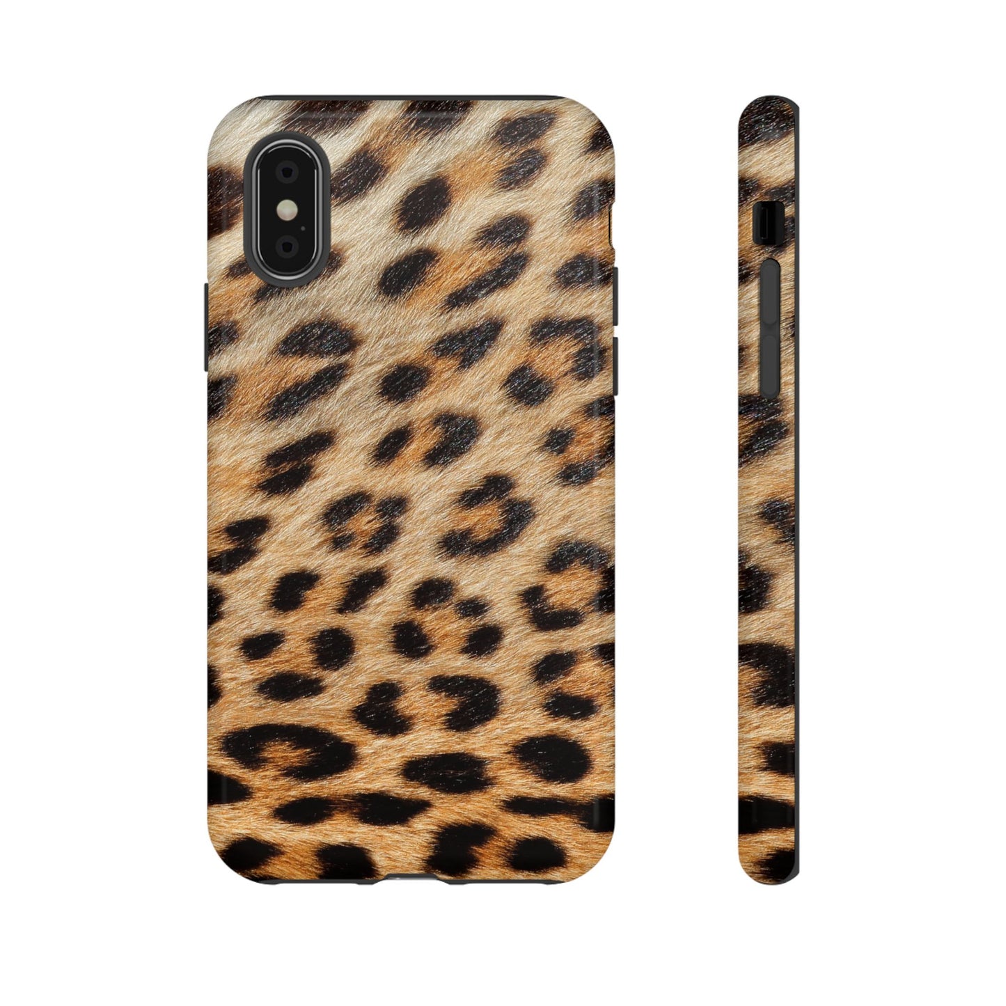 Leopard Print Tough Phone Case — Durable Protective Case with Wild Animal Fur Design