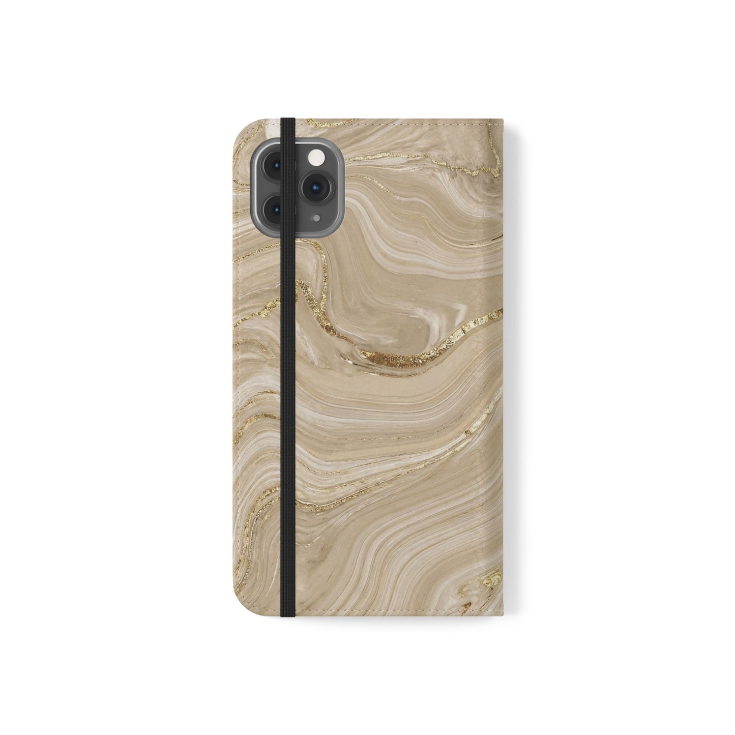 Marble Beige Flip Phone Case – Stylish Wallet Phone Cover with Card Slots