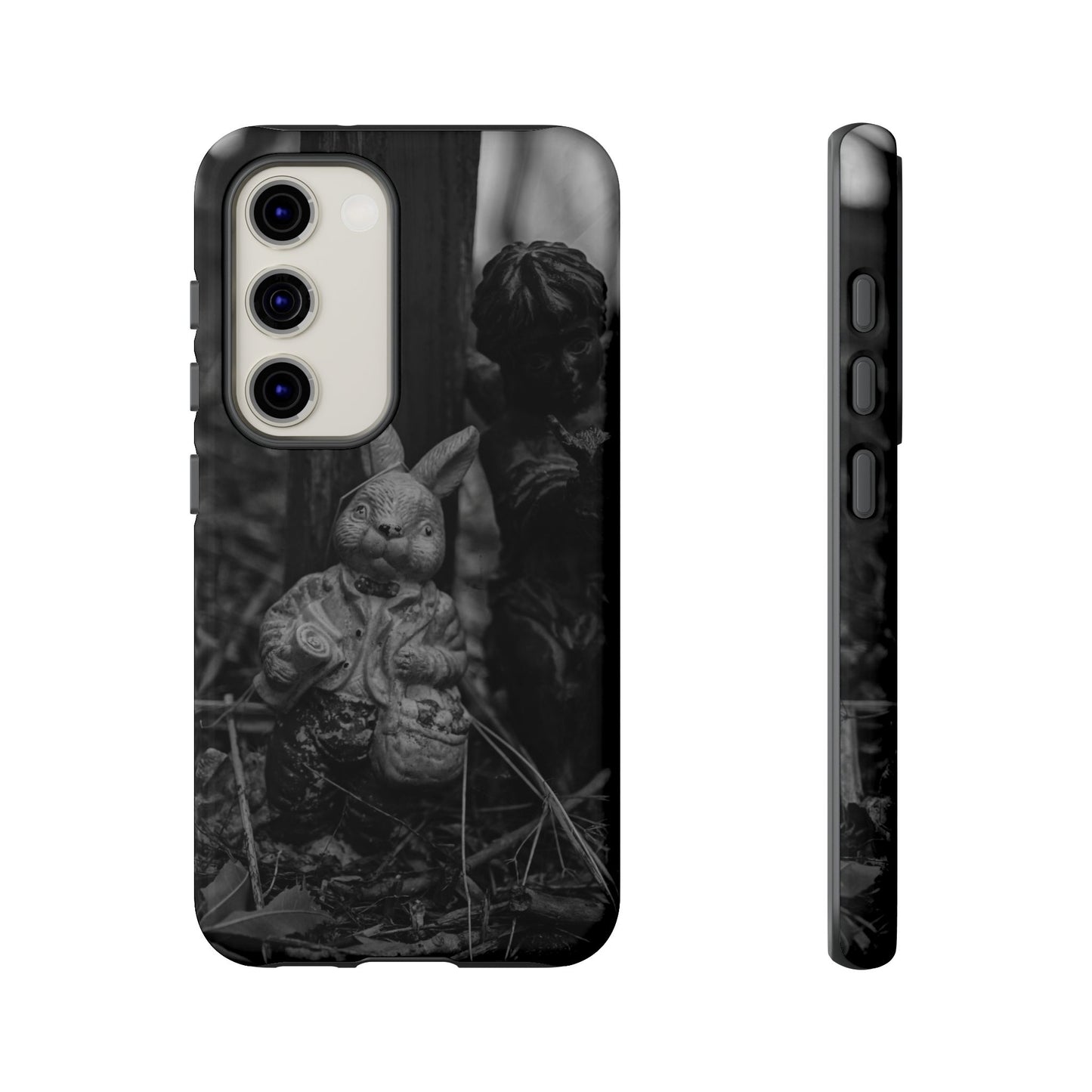 Vintage Gothic Bunny Tough Phone Case — Dark Garden Statue Protective Cover