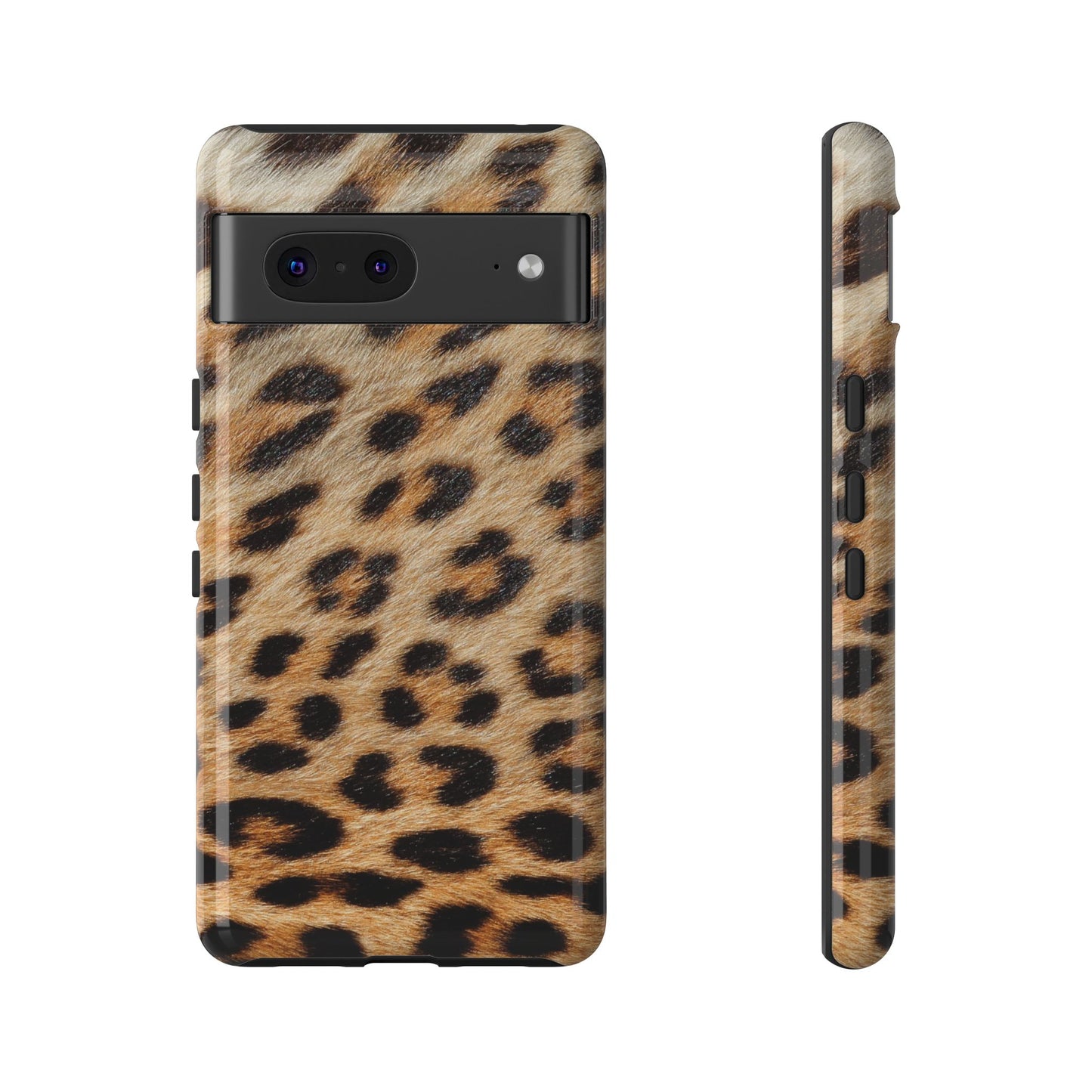 Leopard Print Tough Phone Case — Durable Protective Case with Wild Animal Fur Design