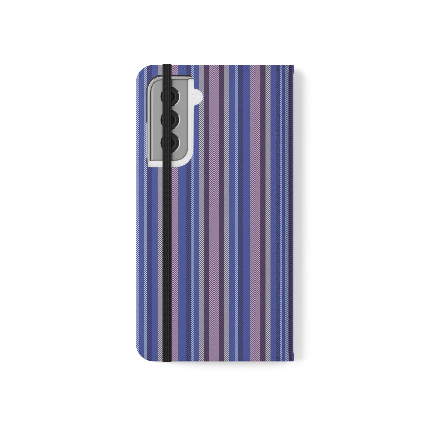 Striped Blue Flip Phone Case — Wallet Folio Phone Cover