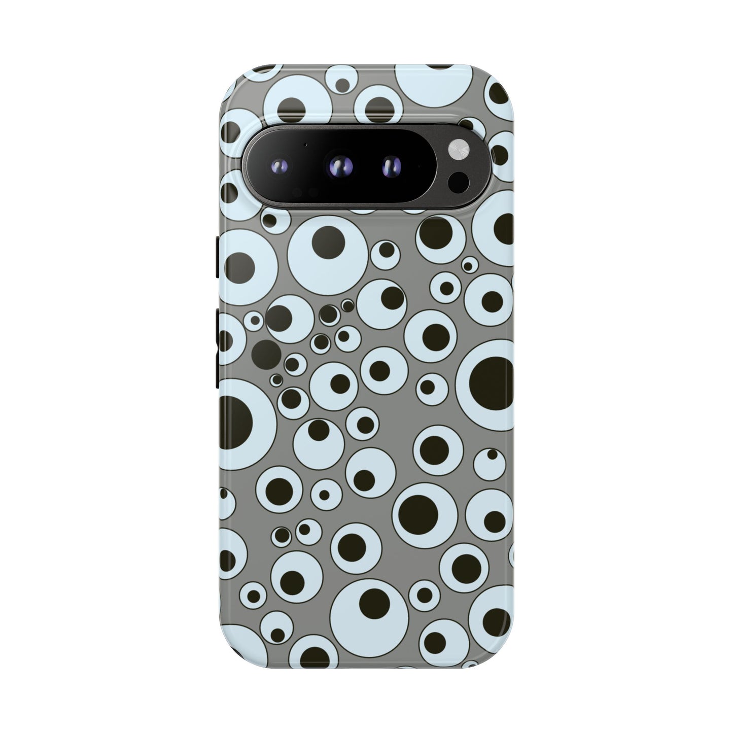 Bubble Pattern Tough Phone Case – Grey Retro Polka-Dot Design