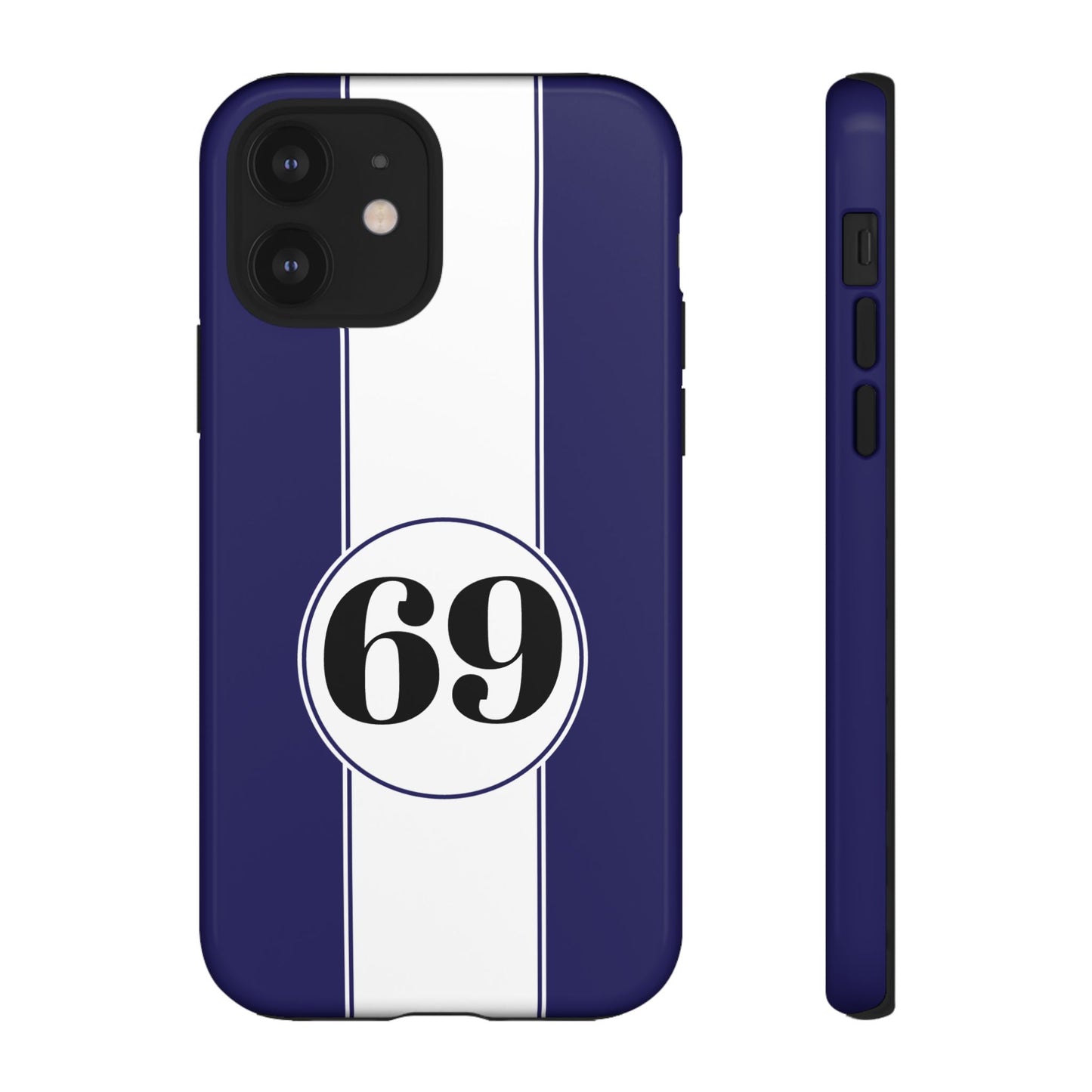 Custom Number Racing Stripe Tough Phone Case for Apple iPhone, Samsung Galaxy and Google Pixel.