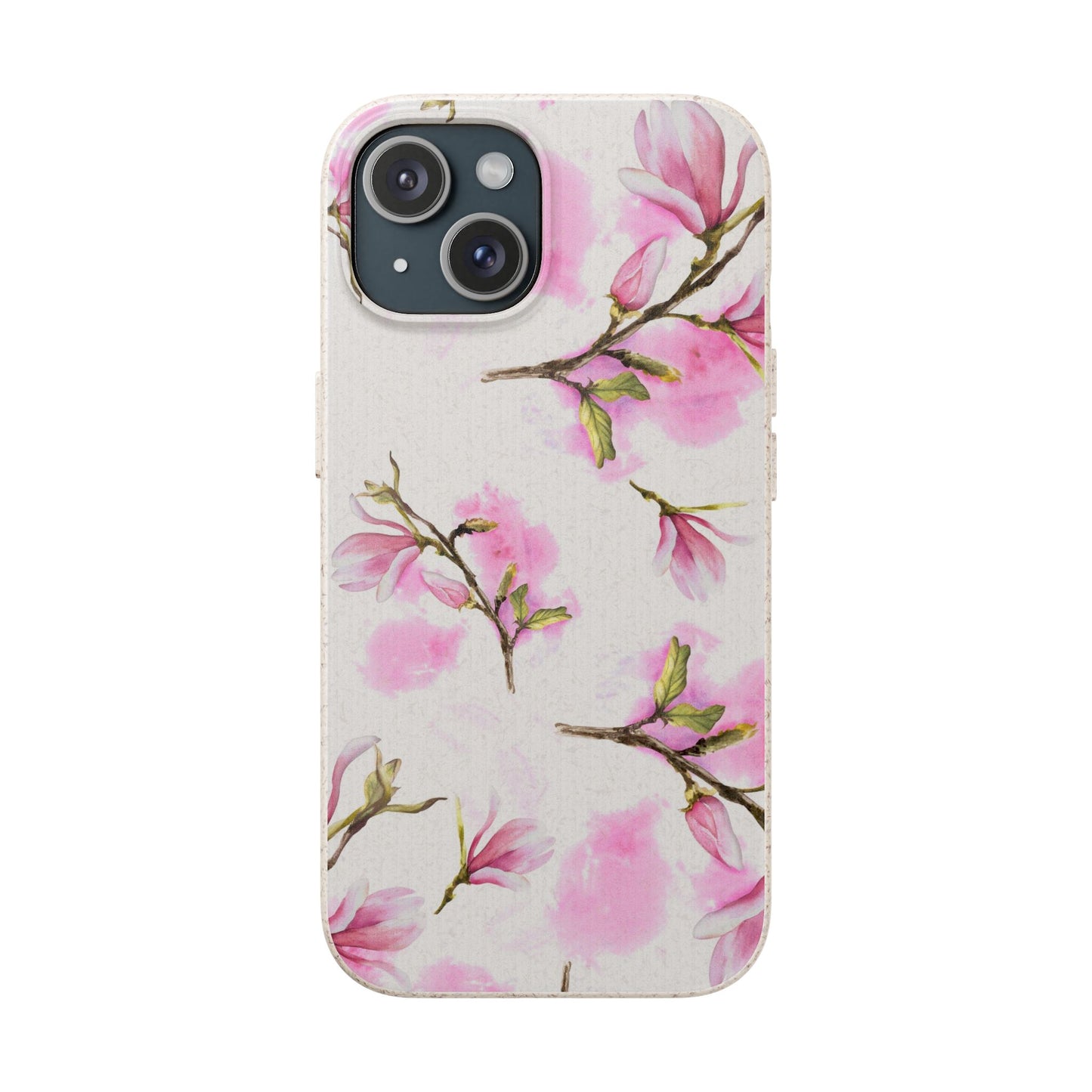 Biodegradable Phone Case — Pink Magnolia Floral Eco Phone Cover for Apple iPhone and Samsung Galaxy.