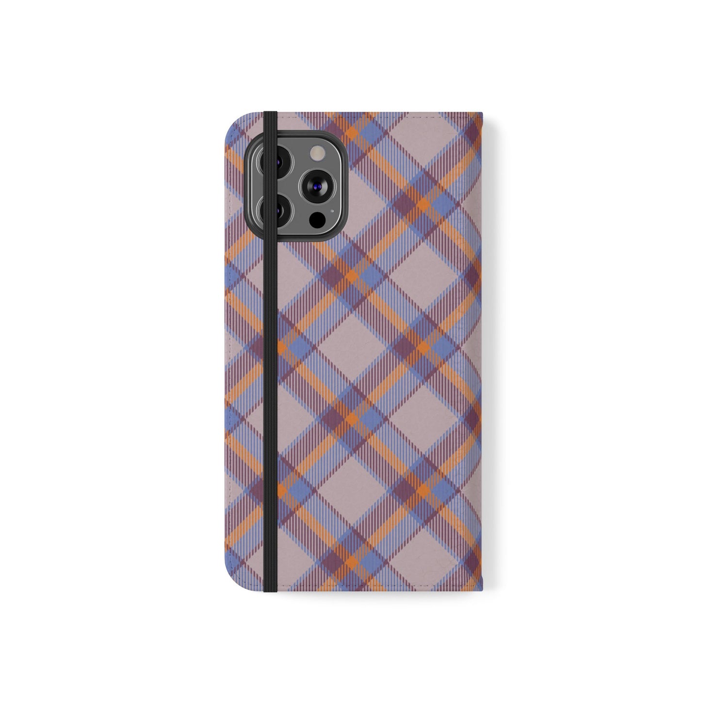 Tartan Flip Phone Case — purple & Orange Plaid Wallet Cover