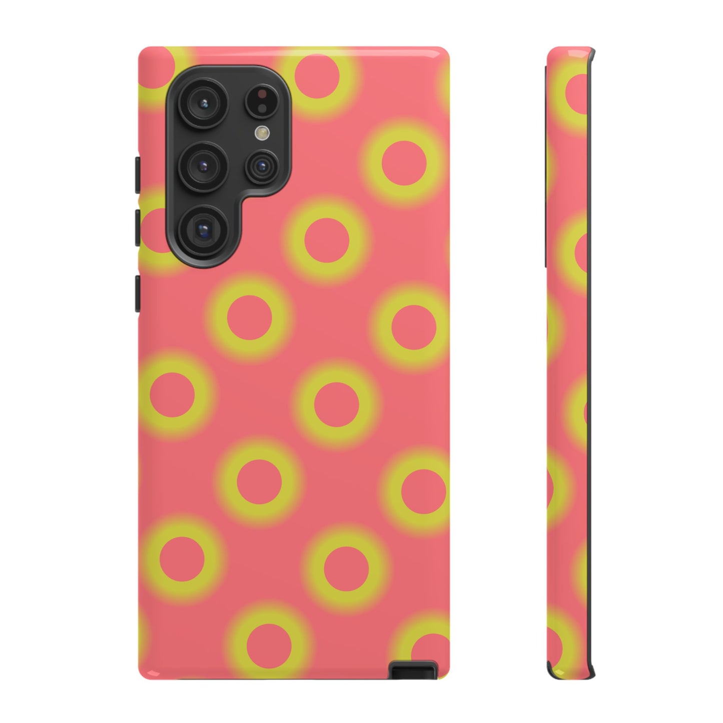 Neon Polka Dot Phone Case — Retro Pink & Lime Protective Cover