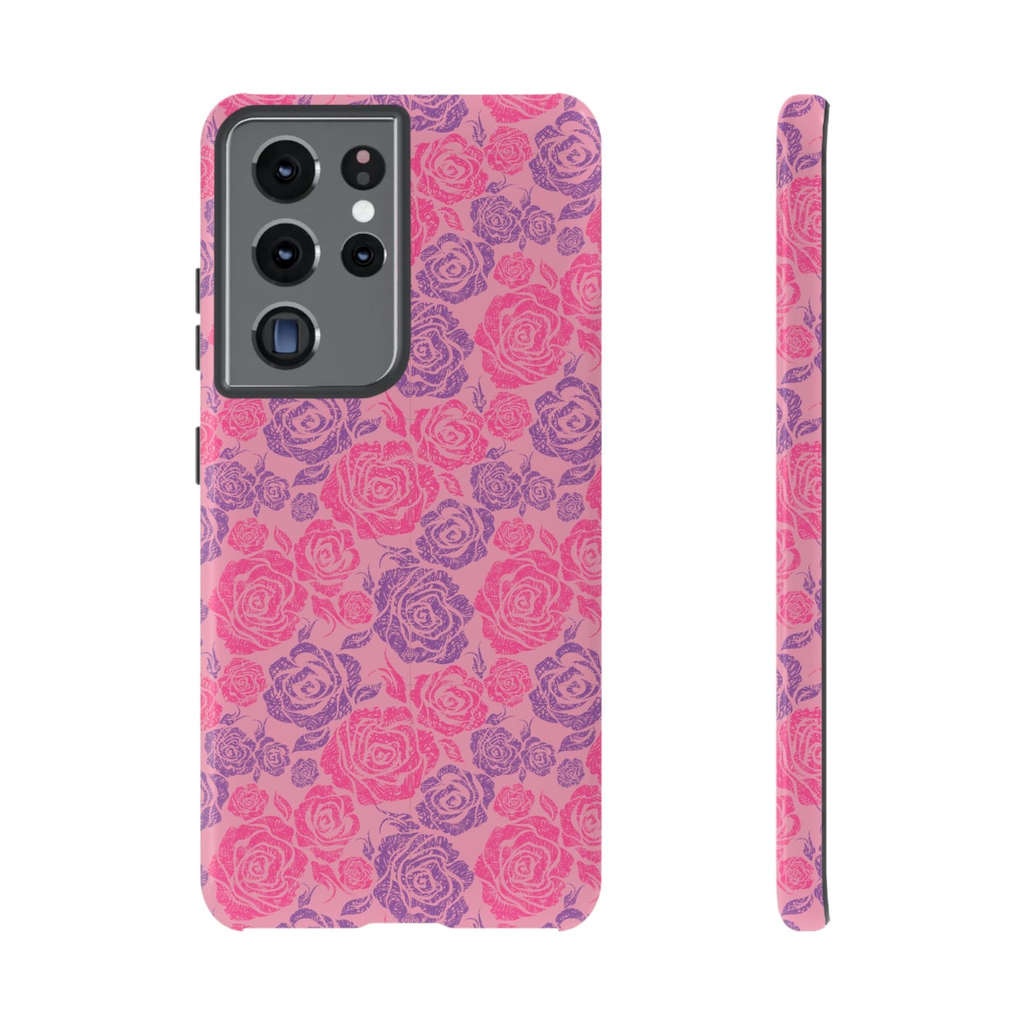 Pink & Lavender Rose Pattern Tough Phone Case