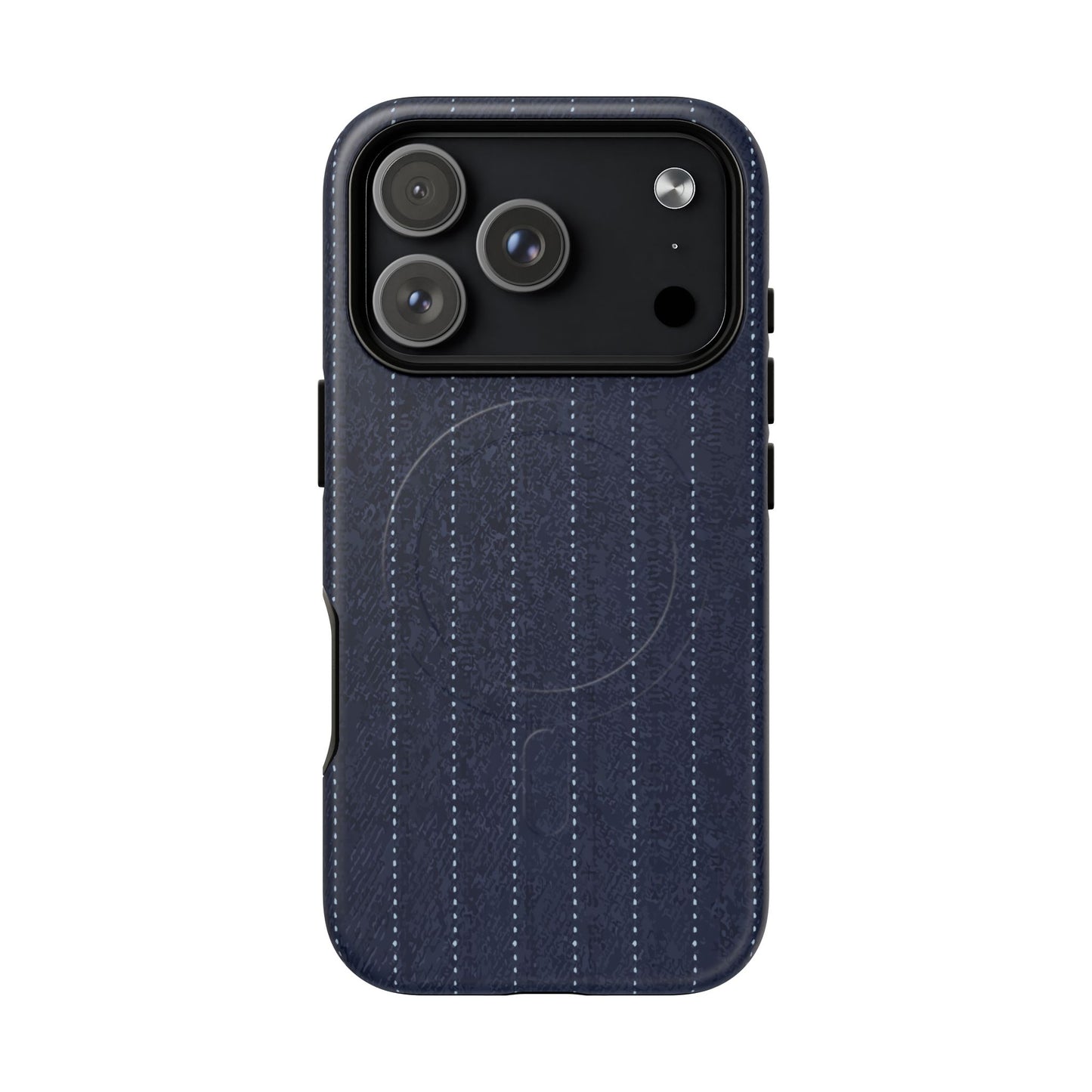MagSafe Tough Phone Case — Navy Pinstripe Magnetic Protective Cover