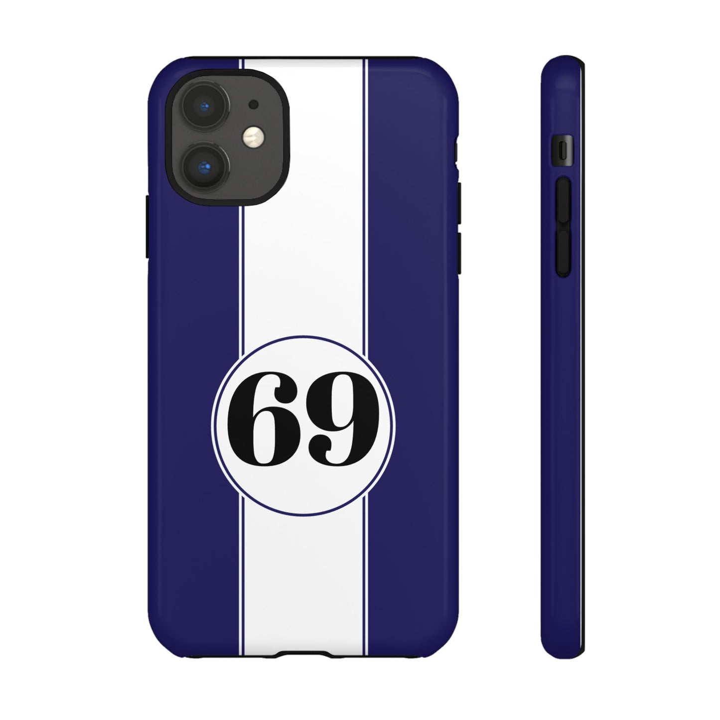 Custom Number Racing Stripe Tough Phone Case for Apple iPhone, Samsung Galaxy and Google Pixel.