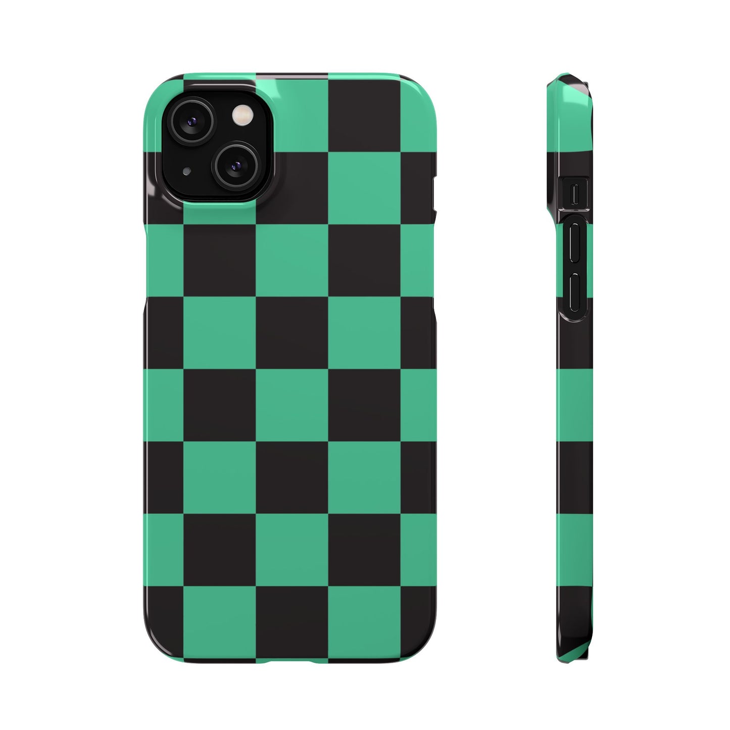 Checkered Teal Snap Case — Black & Teal Phone Cover