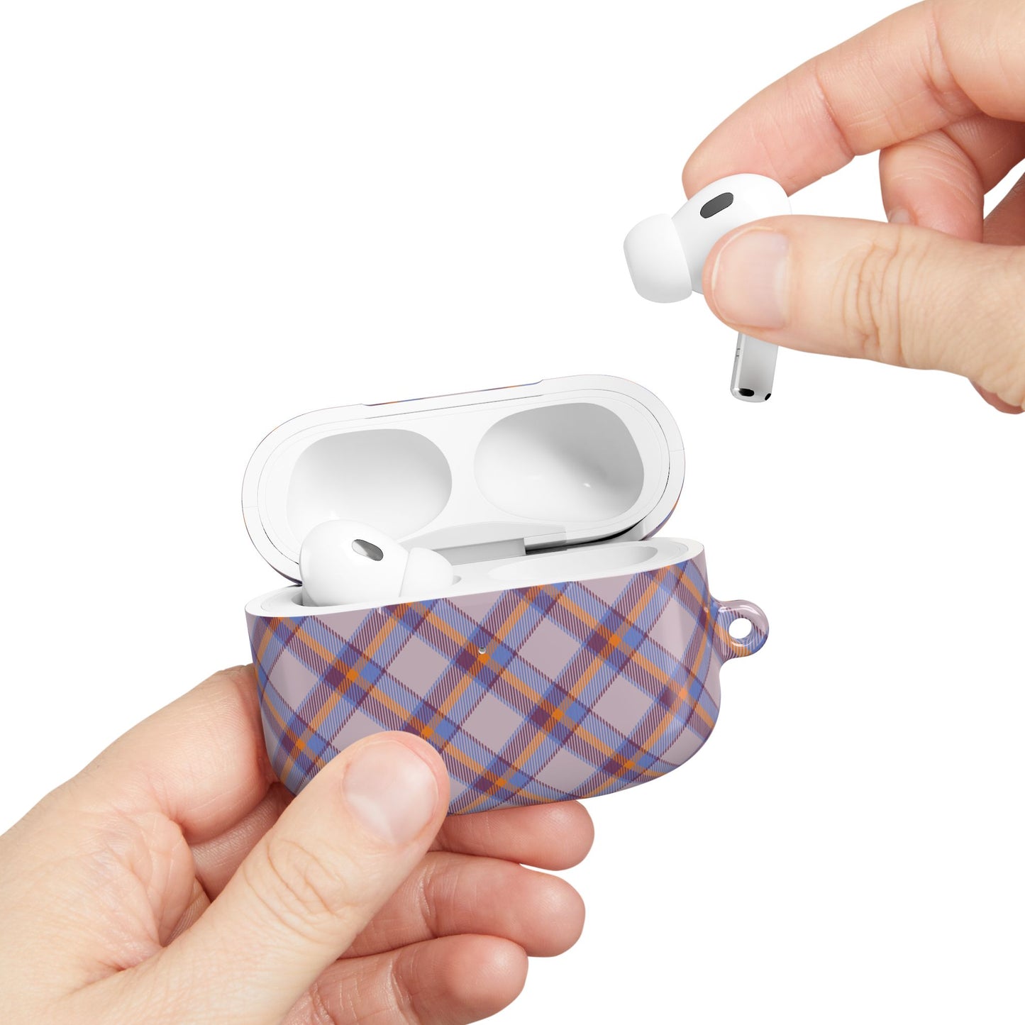 Orange, Blue and Purple Tartan AirPod Case — Classic Orange, Blue and Purple Plaid Protective Cover