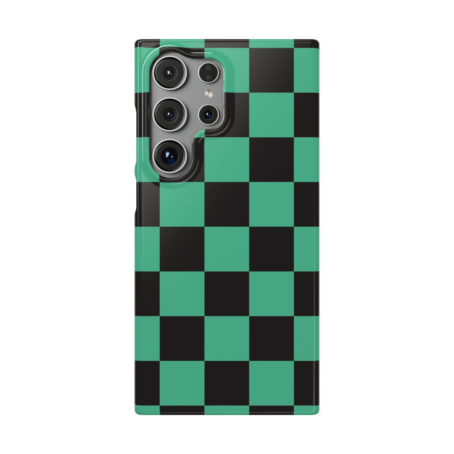 Checkered Teal Snap Case — Black & Teal Phone Cover
