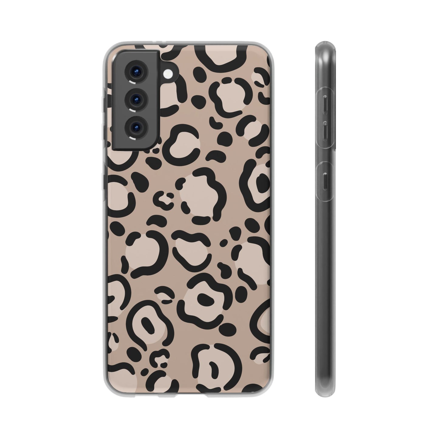 Beige Black Leopard Print Flexi Case for Apple iPhone and Samsung Galaxy.