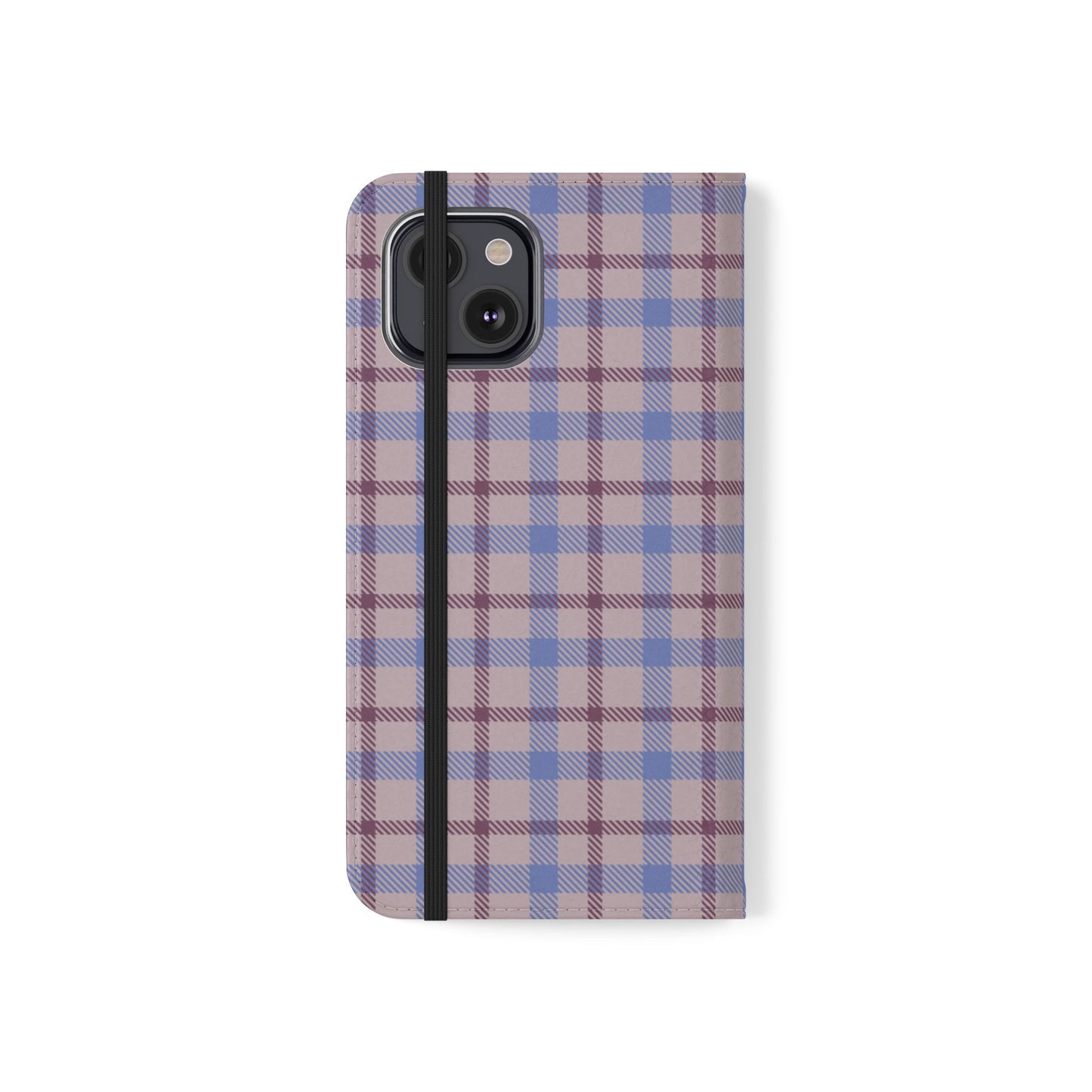 Tartan Flip Phone Case — Blue & Purple Plaid Wallet Cover