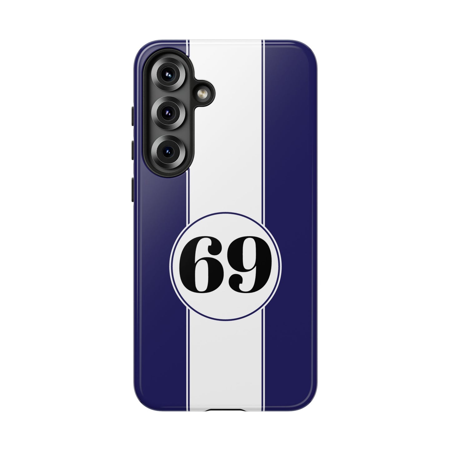 Custom Number Racing Stripe Tough Phone Case for Apple iPhone, Samsung Galaxy and Google Pixel.