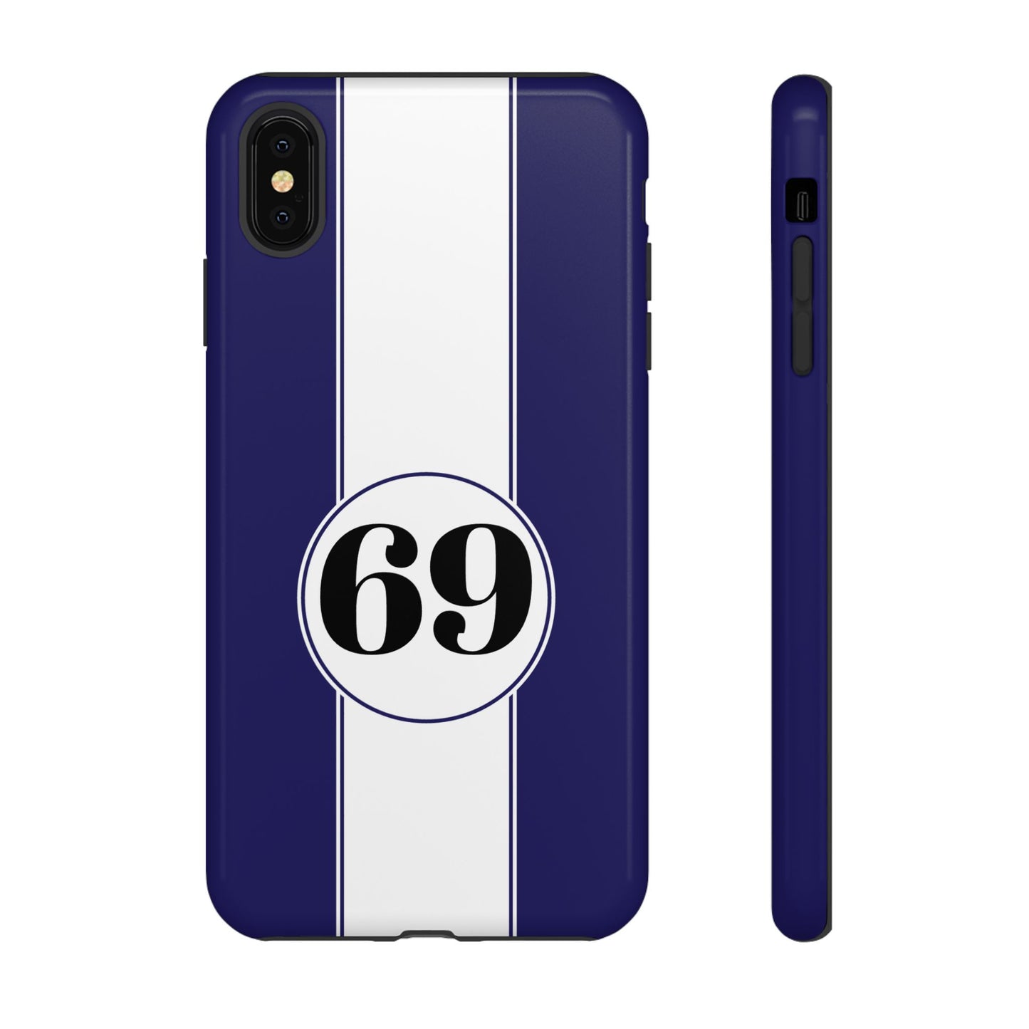 Custom Number Racing Stripe Tough Phone Case for Apple iPhone, Samsung Galaxy and Google Pixel.