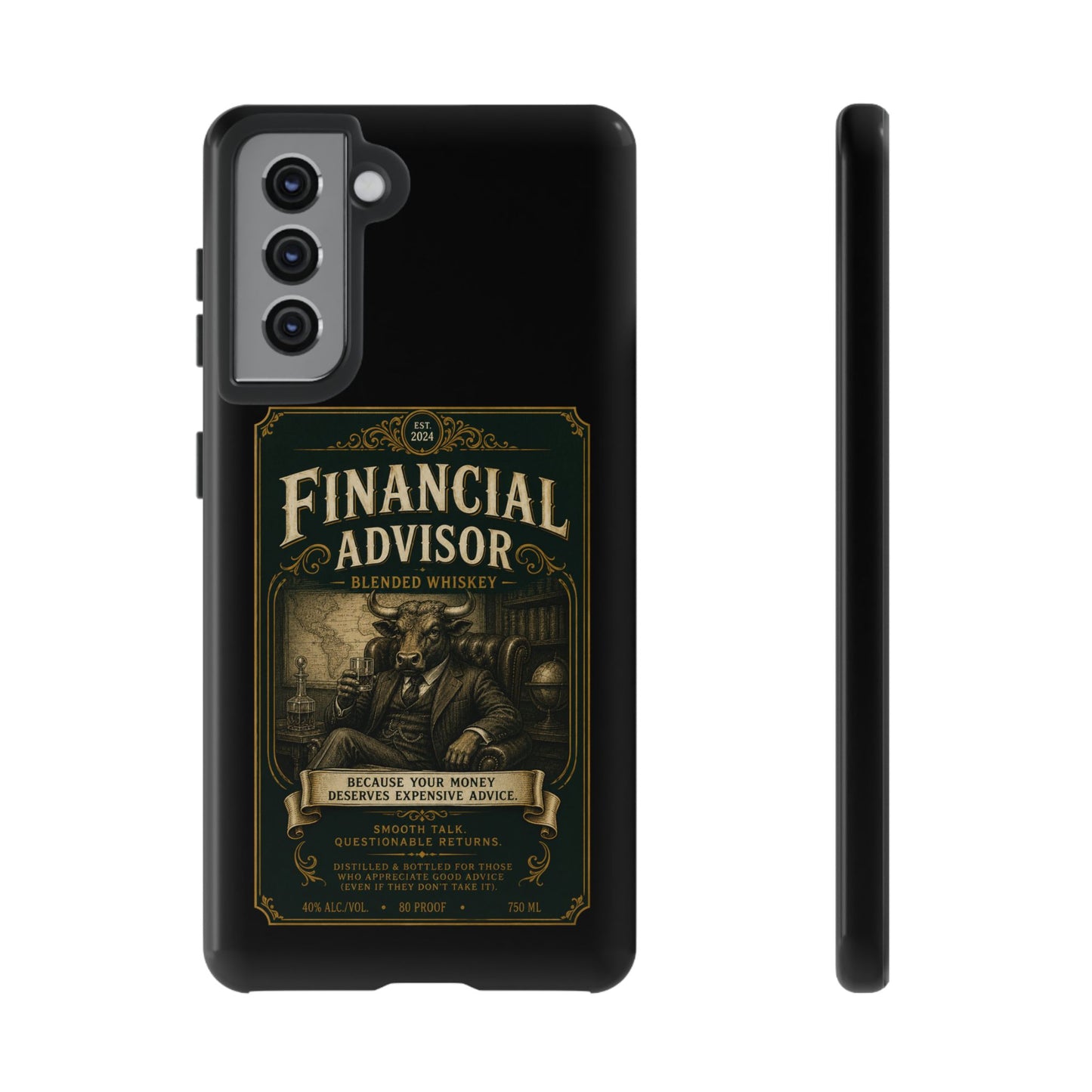 Financial Advisor Phone Case — Vintage Whiskey Label Design