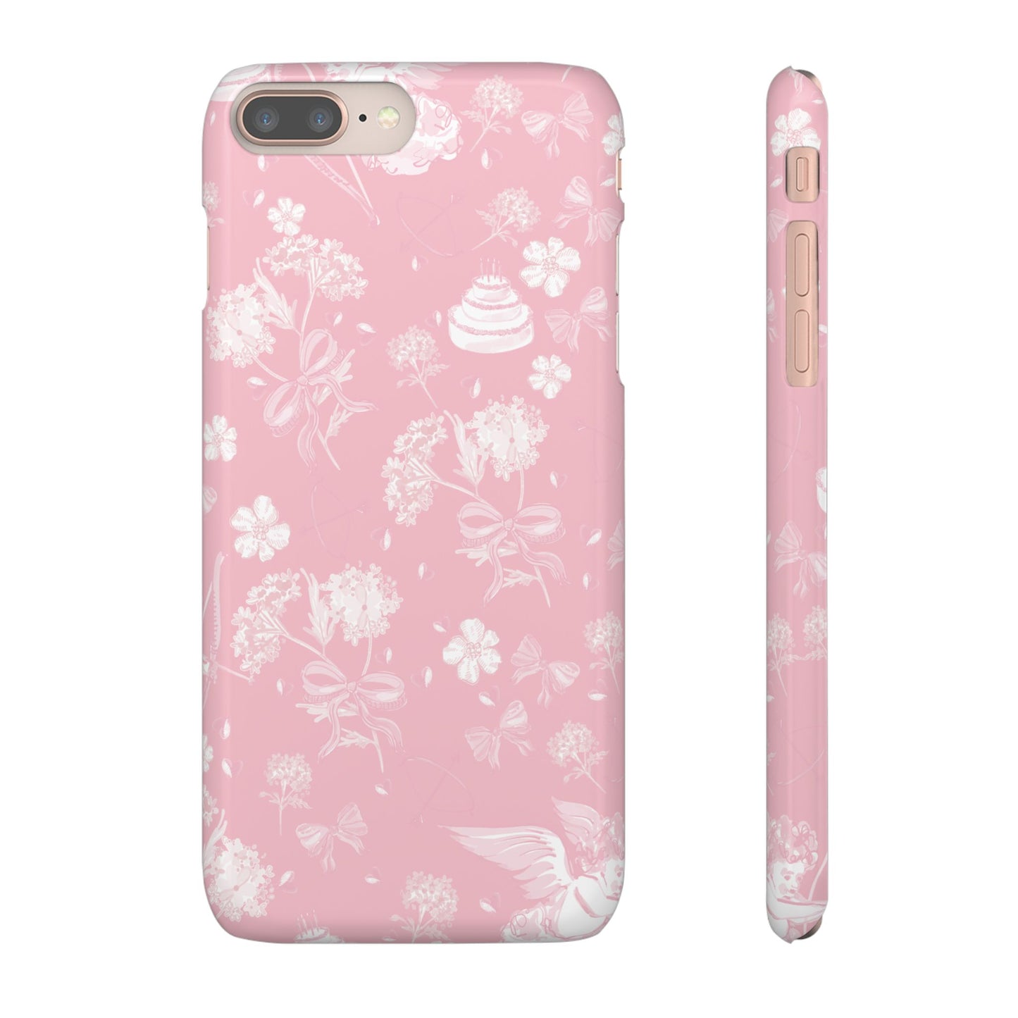 Pink Floral Slim Phone Case for Apple iPhone, Samsung Galaxy and Google Pixel.