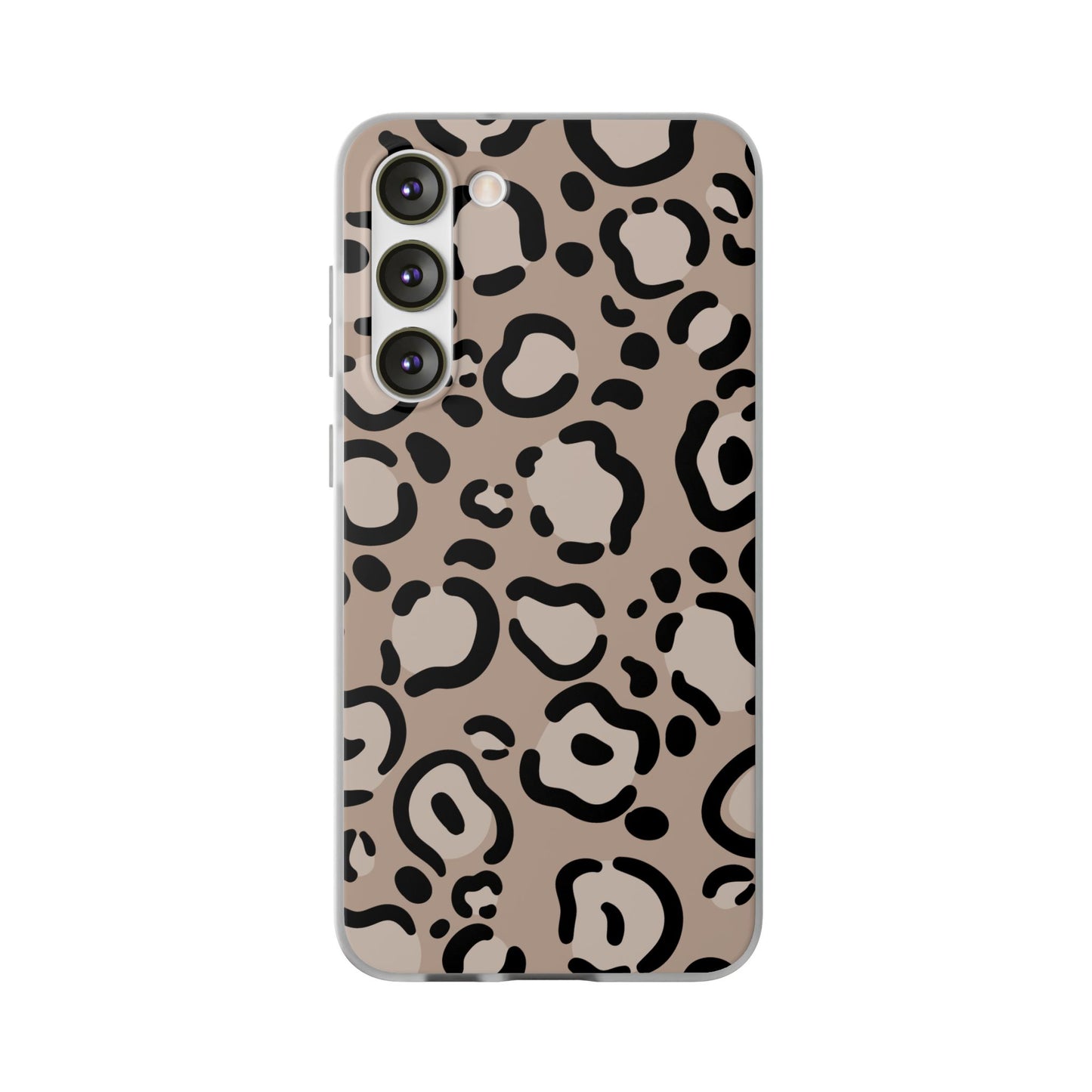 Beige Black Leopard Print Flexi Case for Apple iPhone and Samsung Galaxy.