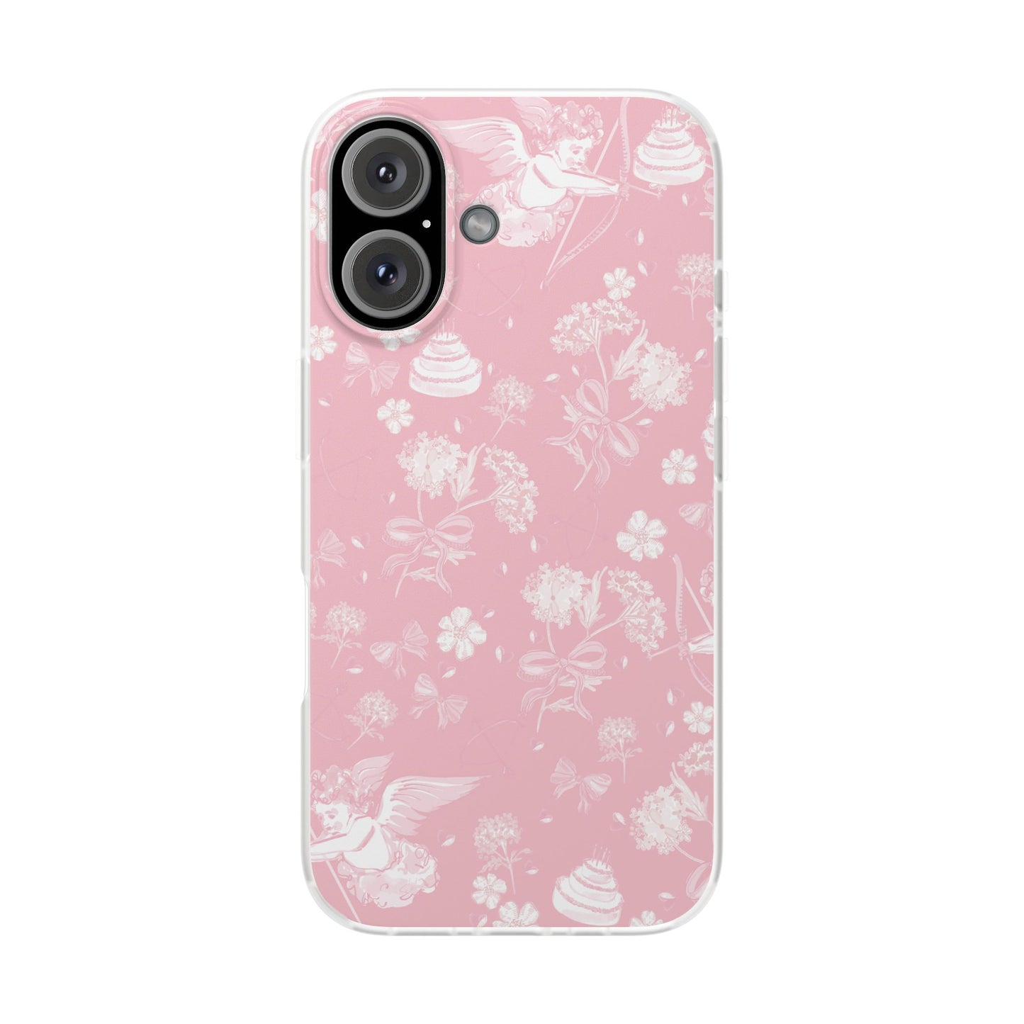 Pink Floral Cherub Flexi Phone Case for Apple iPhone and Samsung Galaxy.