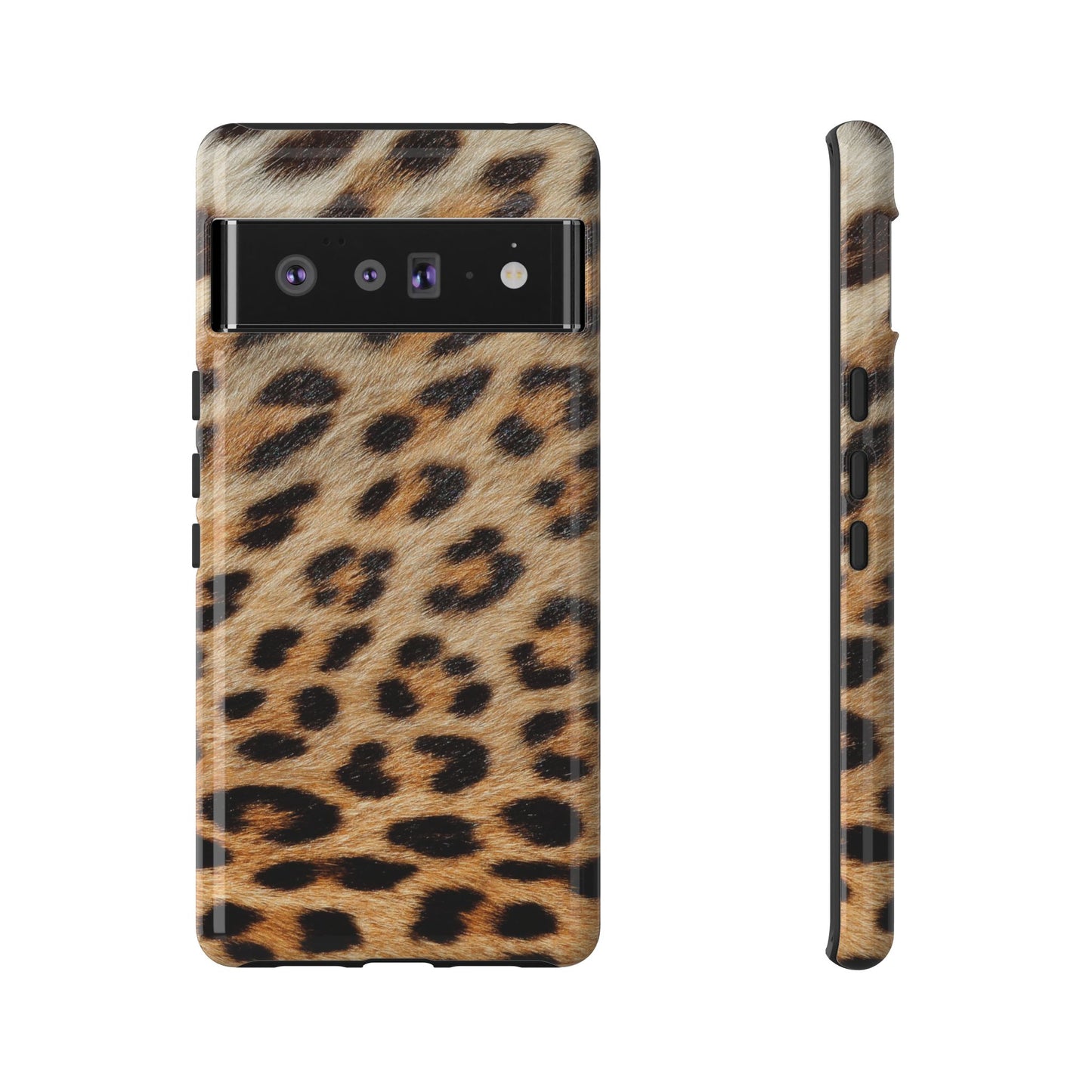 Leopard Print Tough Phone Case — Durable Protective Case with Wild Animal Fur Design