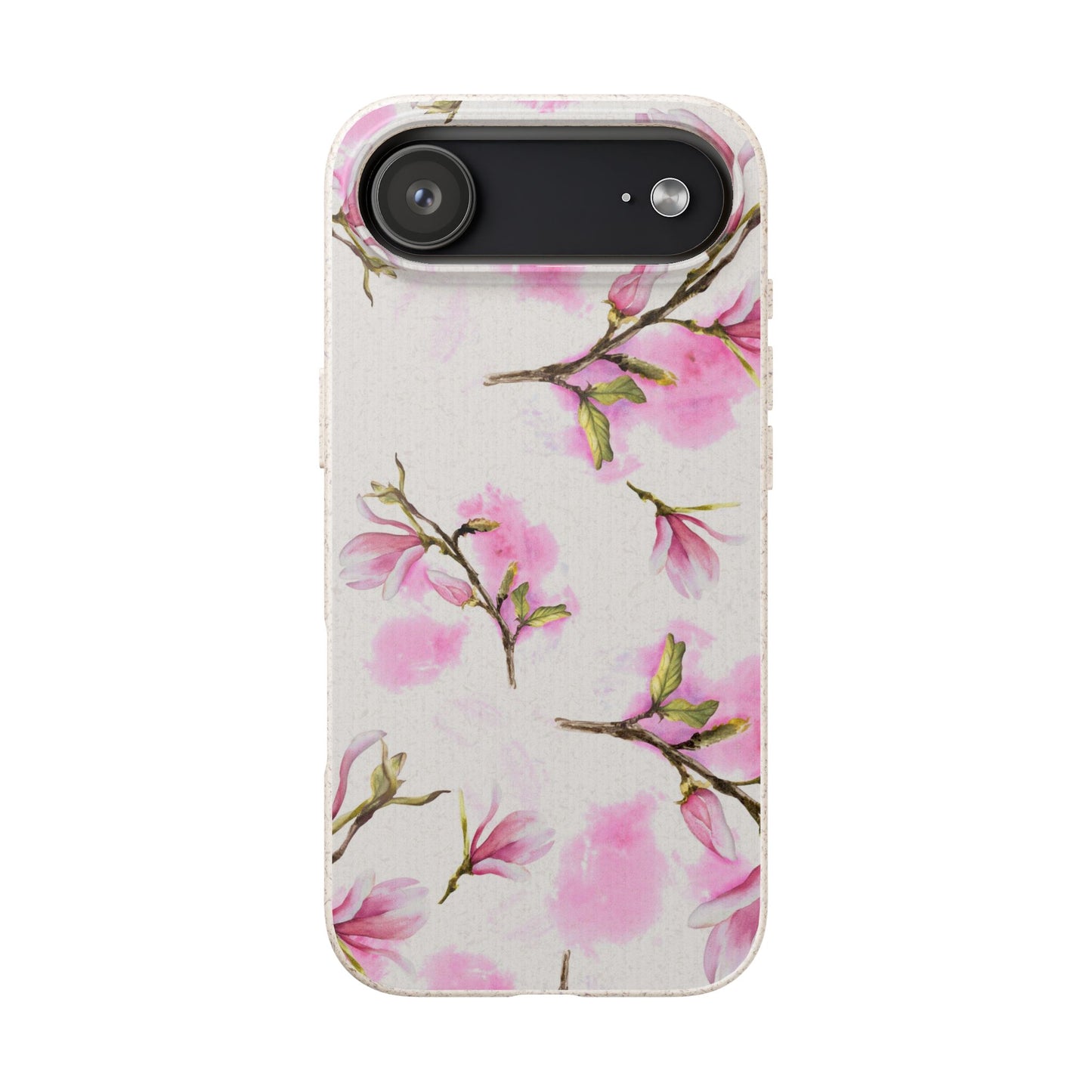 Biodegradable Phone Case — Pink Magnolia Floral Eco Phone Cover for Apple iPhone and Samsung Galaxy.