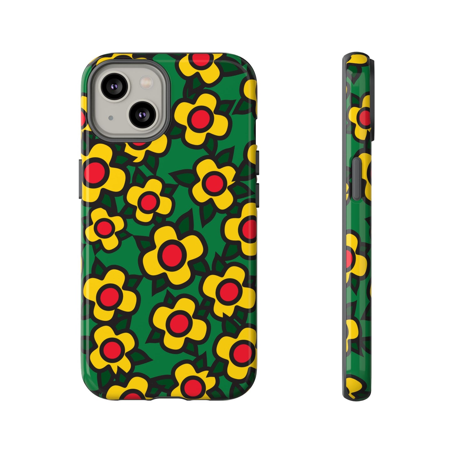 Floral Pop Tough Phone Case — Retro Yellow Red Flower Pattern