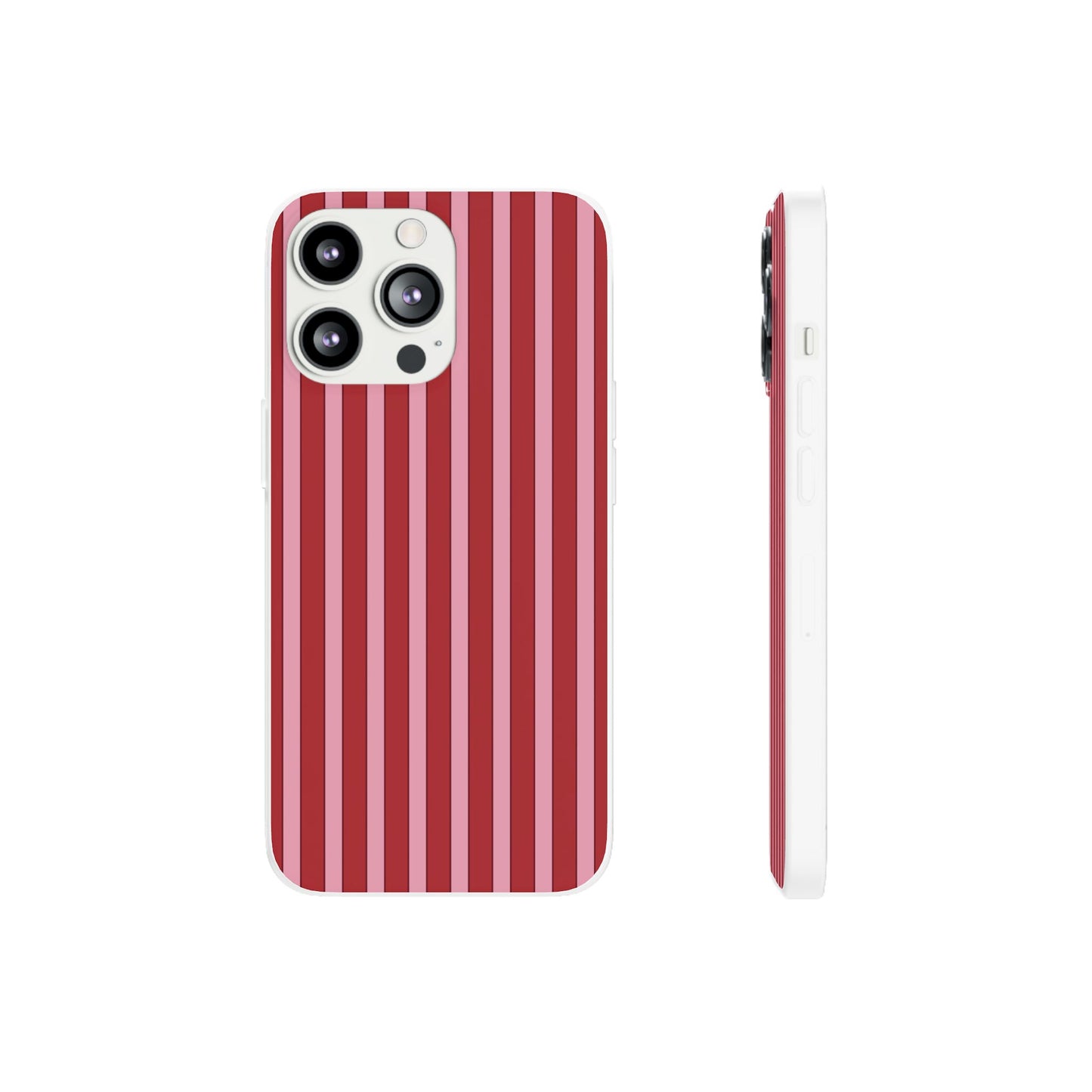 Red Vertical Stripe Protective Flexi Case for Apple iPhone, Samsung Galaxy.