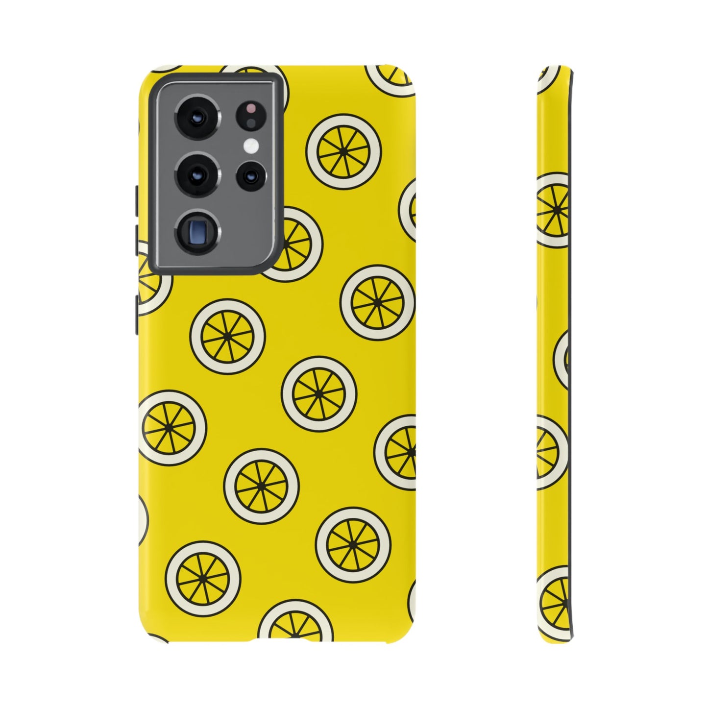 Yellow Lemon Pattern Tough Phone Case — Bright Citrus Protective Cover
