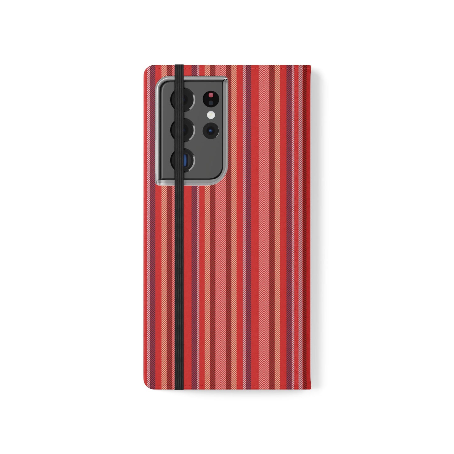 Red Stripe Flip Phone Case – Protective Wallet Folio with Card Slots