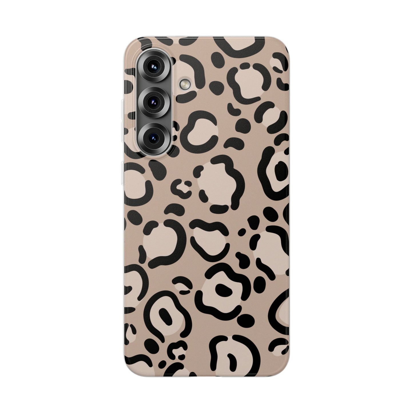 Beige Black Leopard Print Flexi Case for Apple iPhone and Samsung Galaxy.
