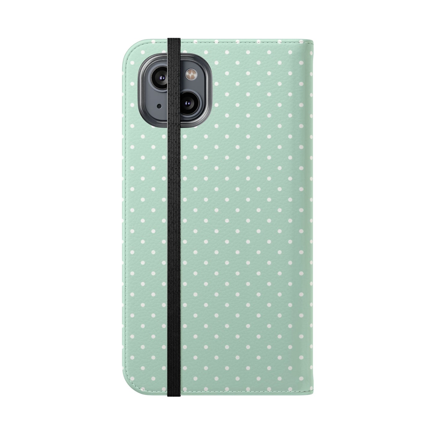 Polka Dot Flip Phone Case — Pastel Green-White Polka Dot Wallet Cover