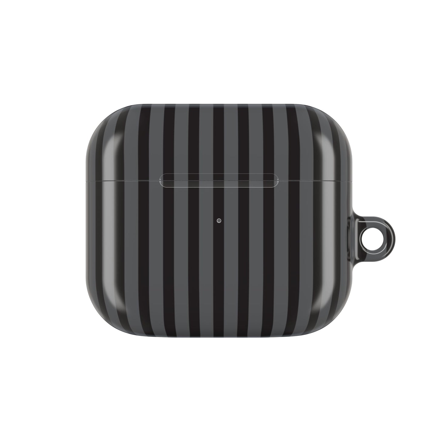 Striped Black AirPod Case – Slim Protective Cover with Keyring Loop