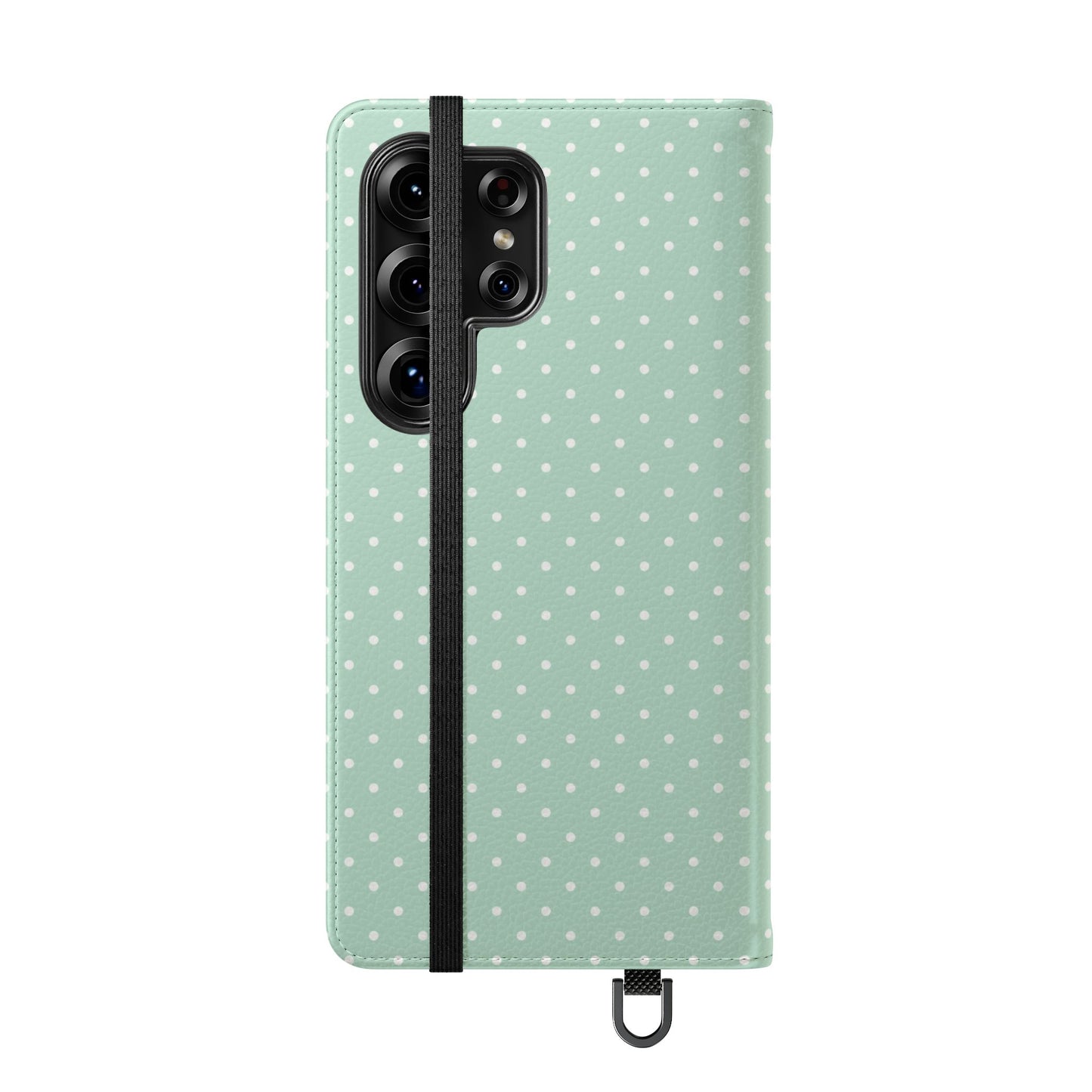 Polka Dot Flip Phone Case — Pastel Green-White Polka Dot Wallet Cover