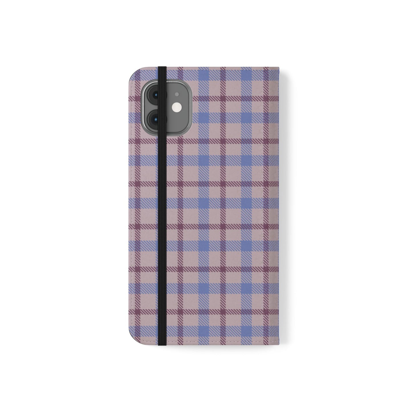 Tartan Flip Phone Case — Blue & Purple Plaid Wallet Cover