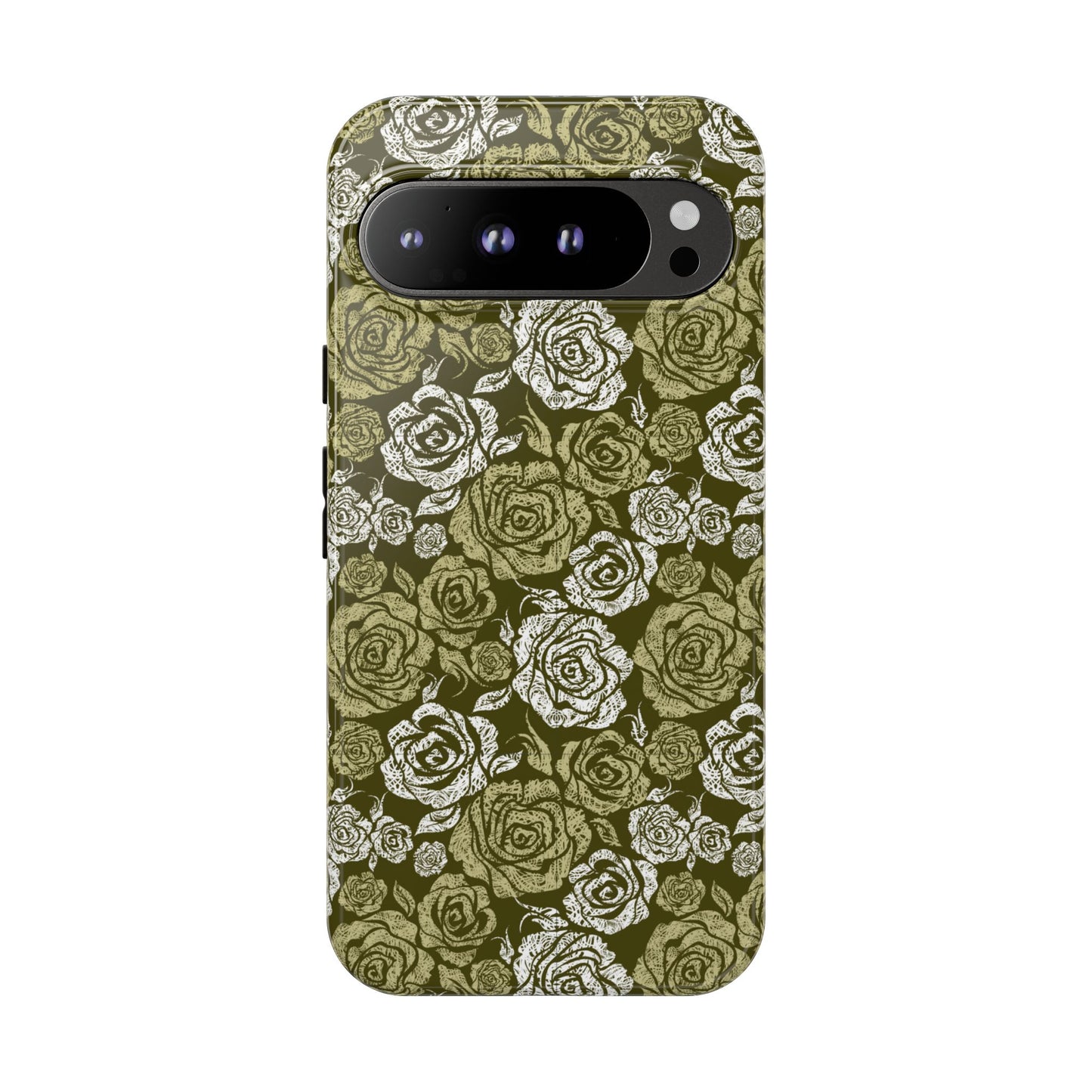 Floral Olive Rose Pattern Tough Phone Case