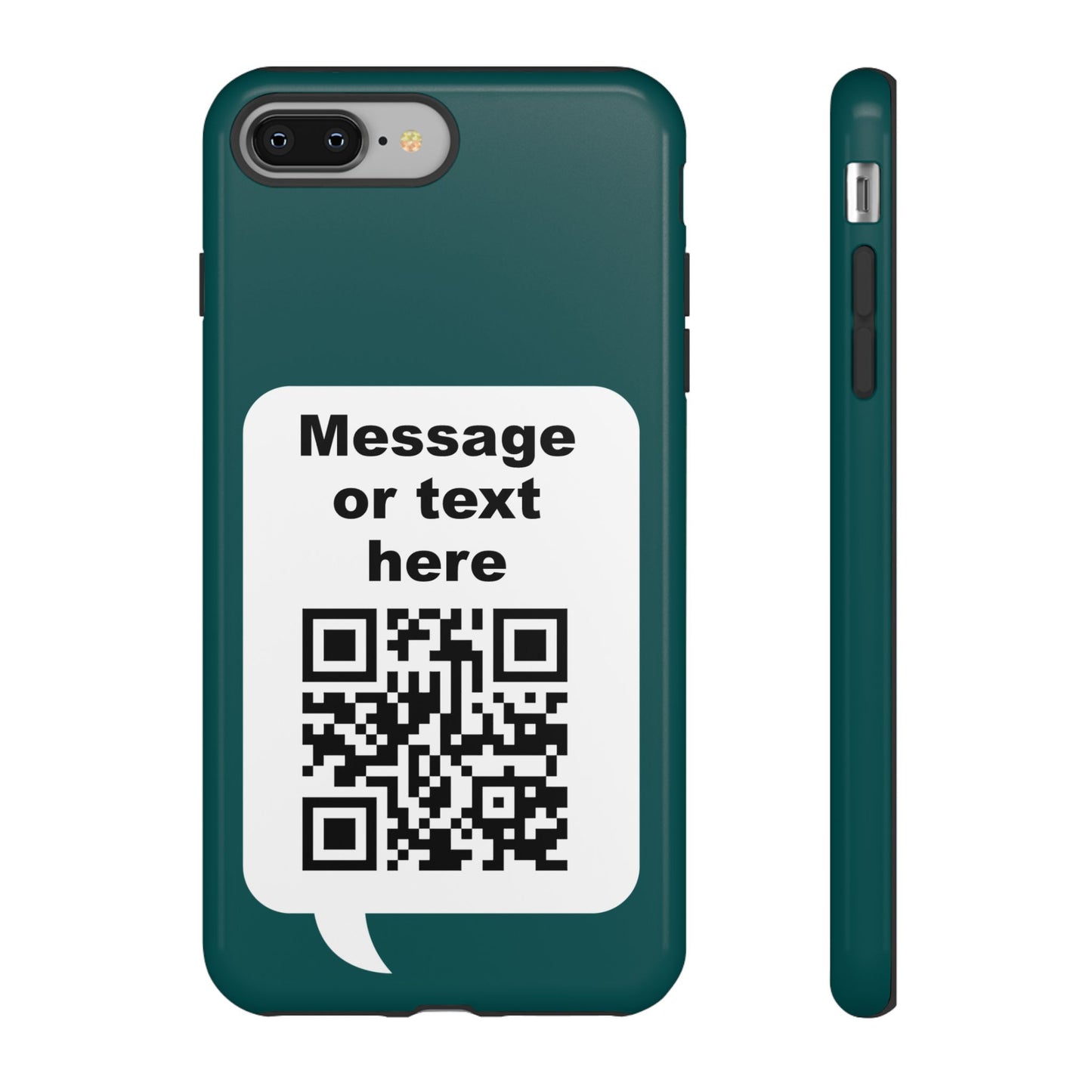 Custom QR Code Tough Phone Case — "Custom text" Contact Case