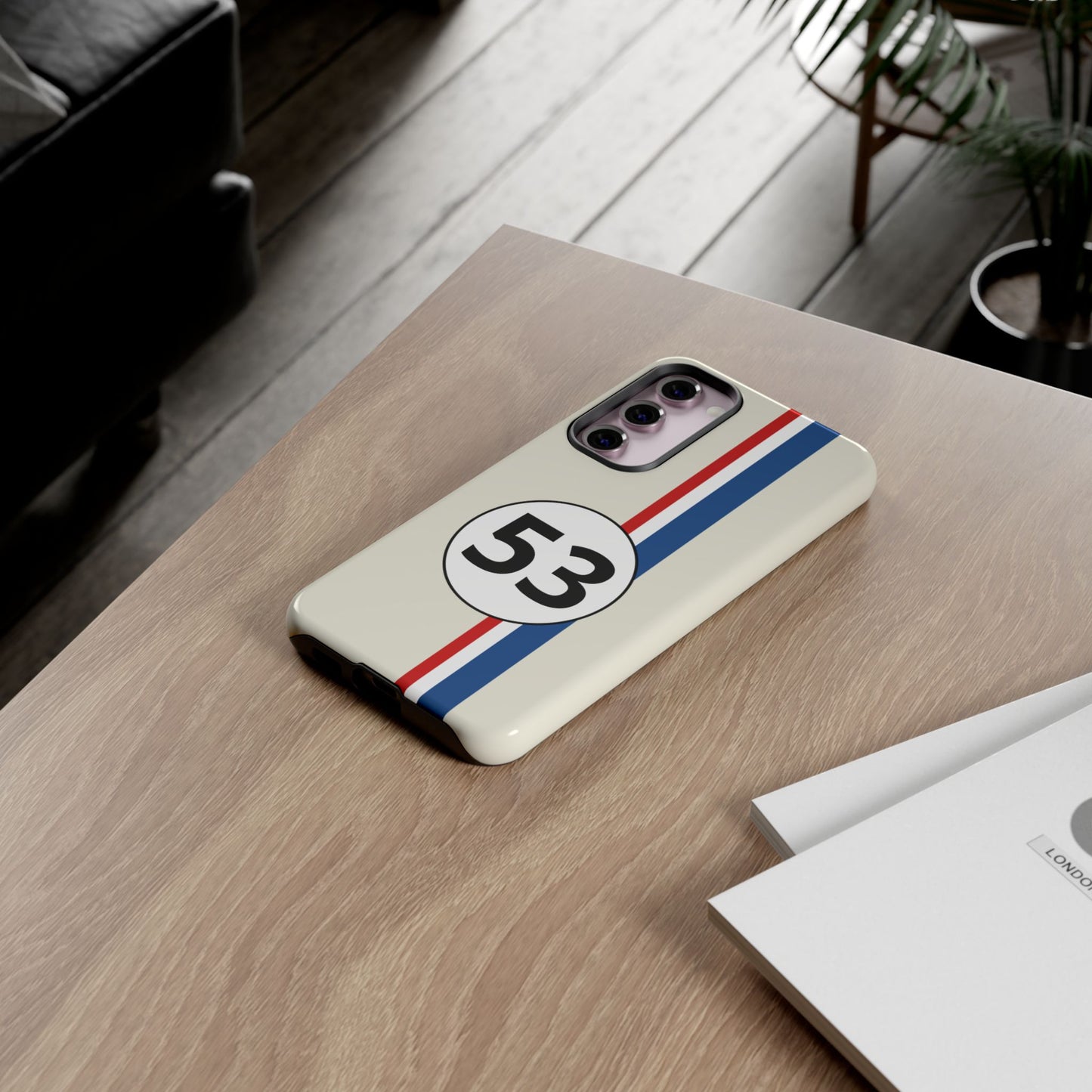 Racing Stripe Personalised Number Tough Phone Case for Apple iPhone, Samsung Galaxy and Google Pixel.
