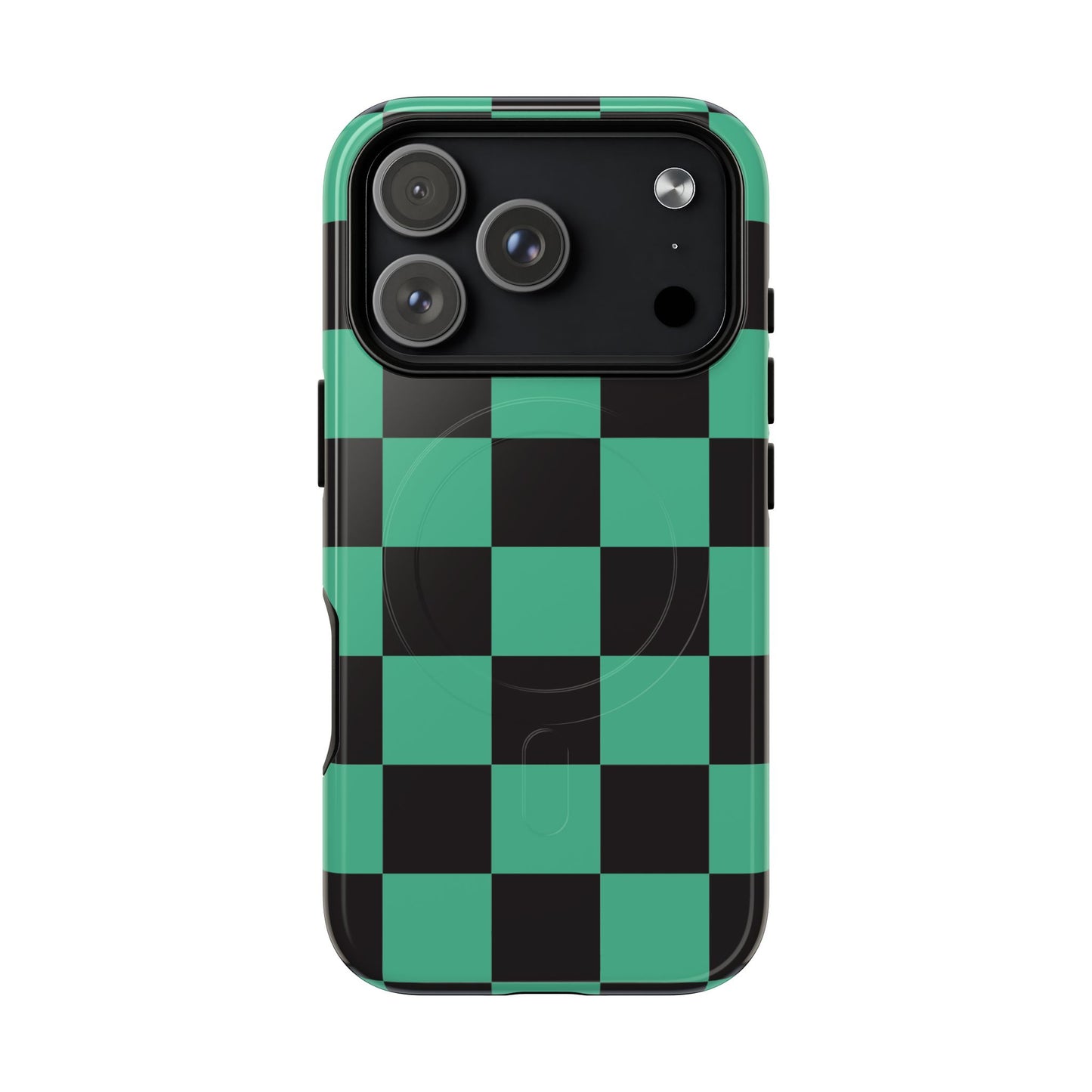 Tanjiro Magnetic Phone Case — Green and Black Chequered Tough Protective MagSafe Case