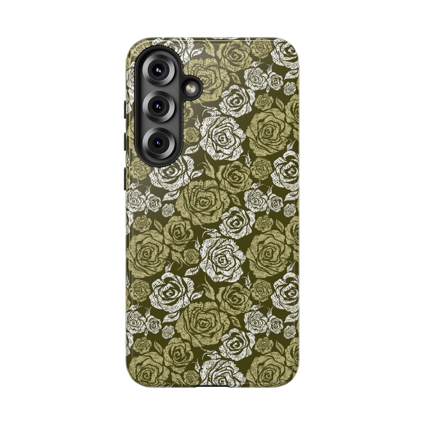 Floral Olive Rose Pattern Tough Phone Case