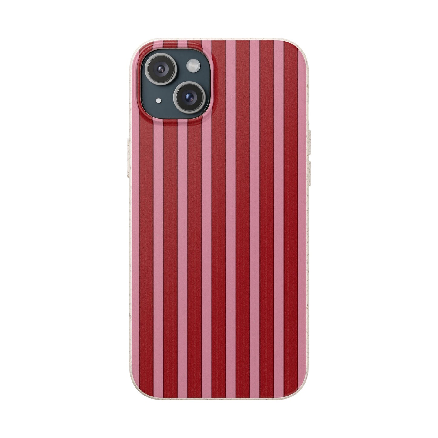 Biodegradable Phone Case — Red Vertical Stripe Eco Protective Cover for Apple iPhone and Samsung Galaxy.