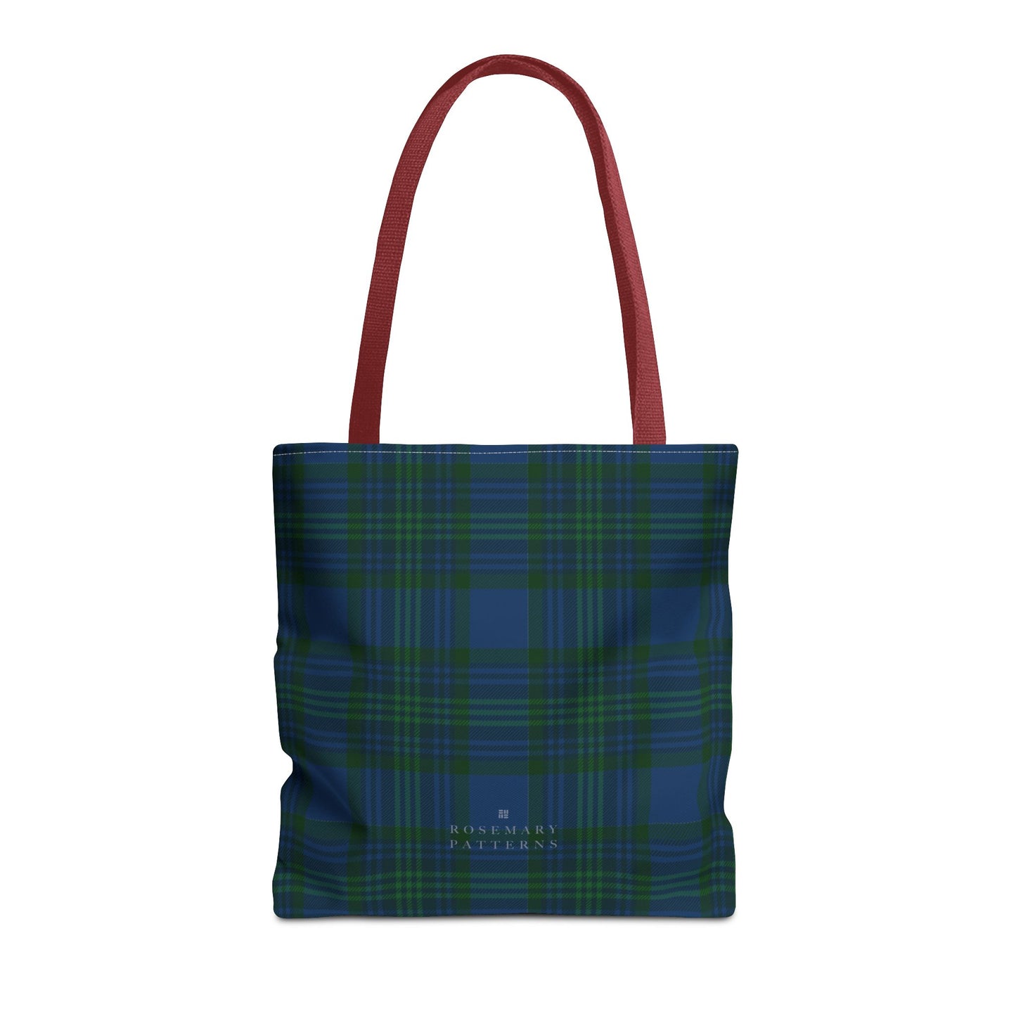 Tartan plaid tote bag in blue and green, eco friendly reusable market tote with Scottish pattern, cotton handles