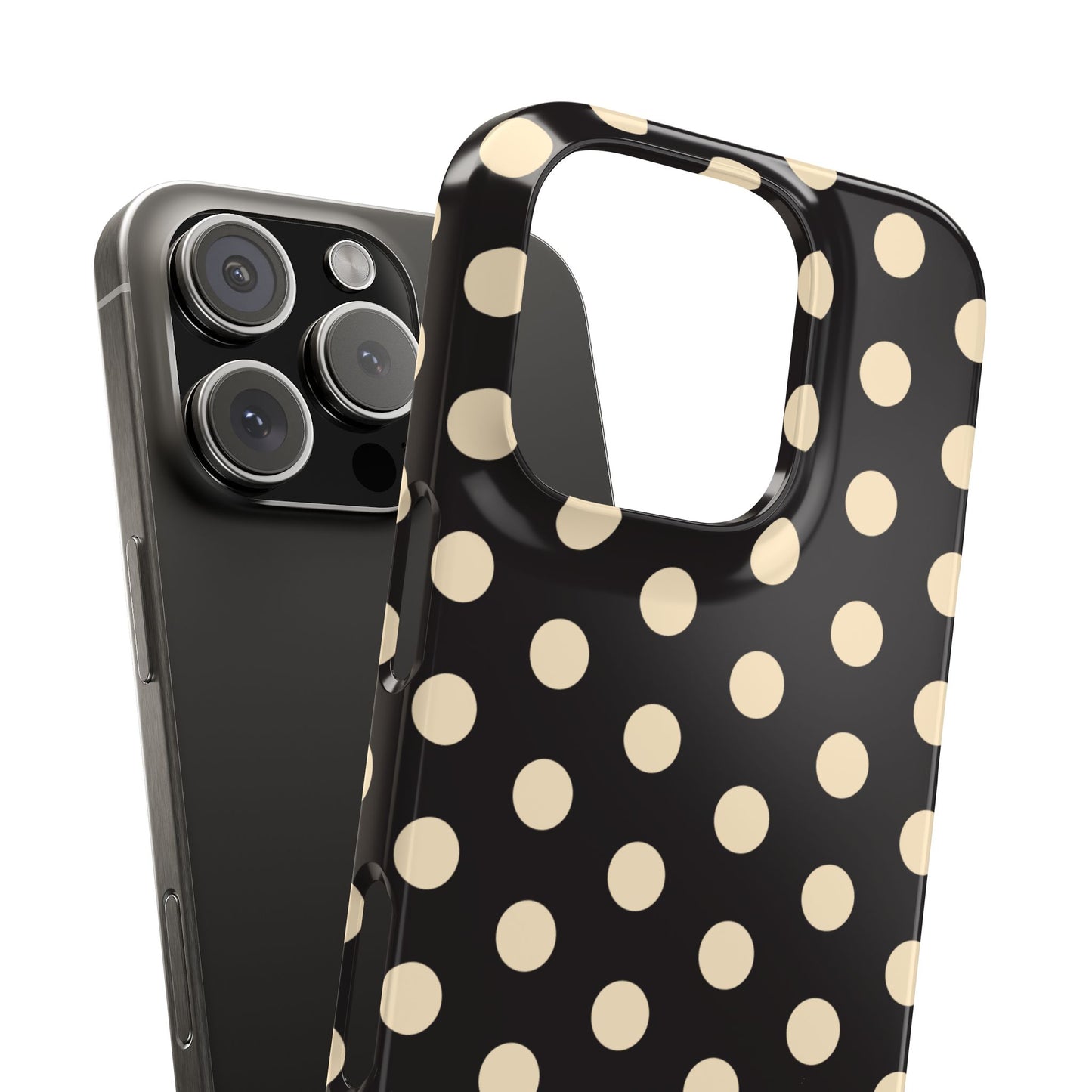 Polka Dot Snap Phone Case — Classic Black & Cream Retro Dots