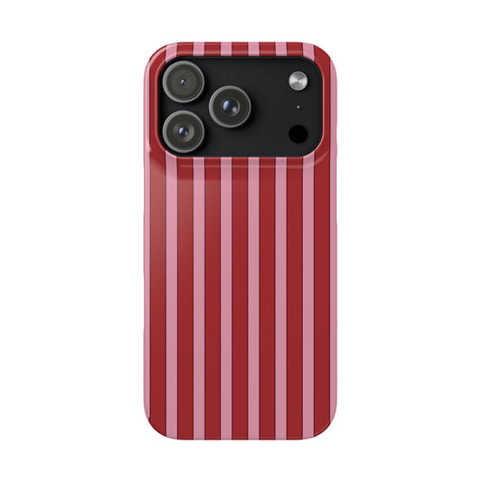 Striped Red Snap Phone Case — Slim Phone Cover for Apple iPhone and Samsung Galaxy.