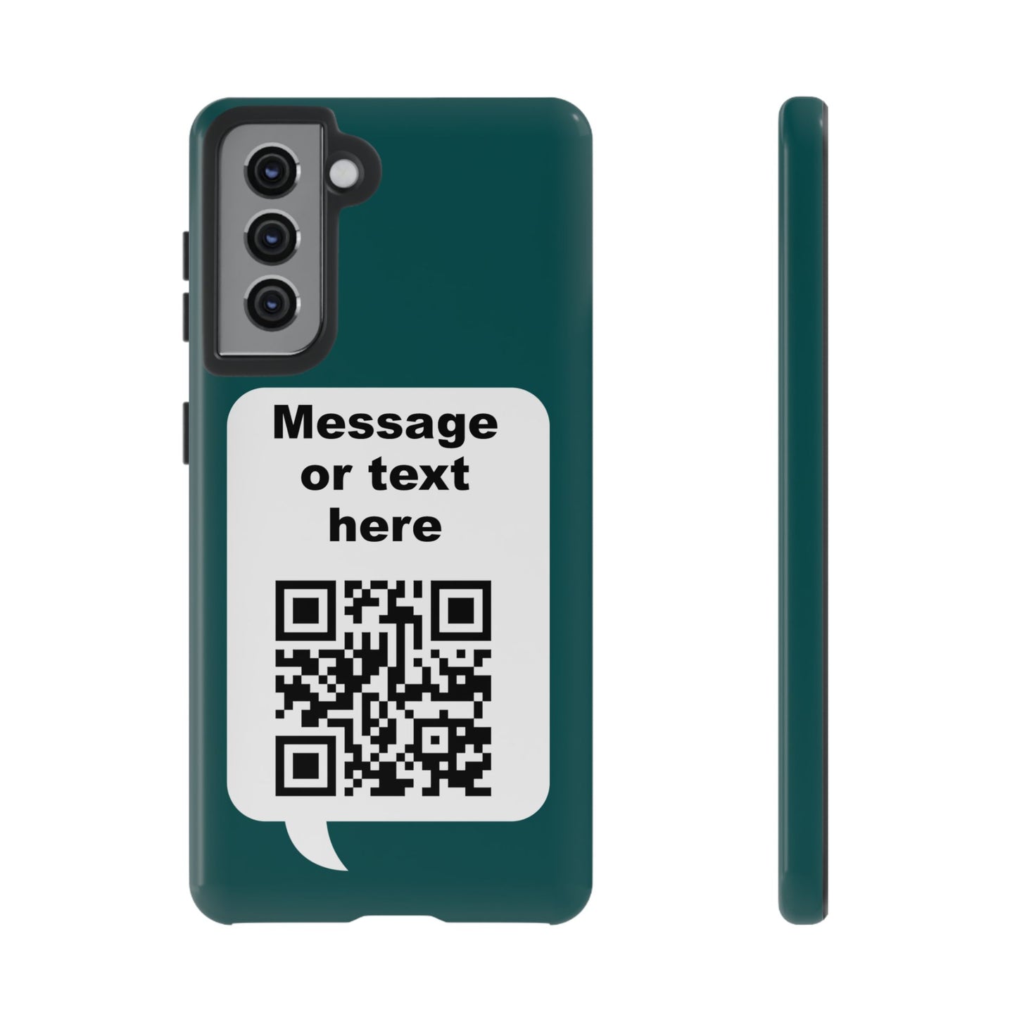 Custom QR Code Tough Phone Case — "Custom text" Contact Case